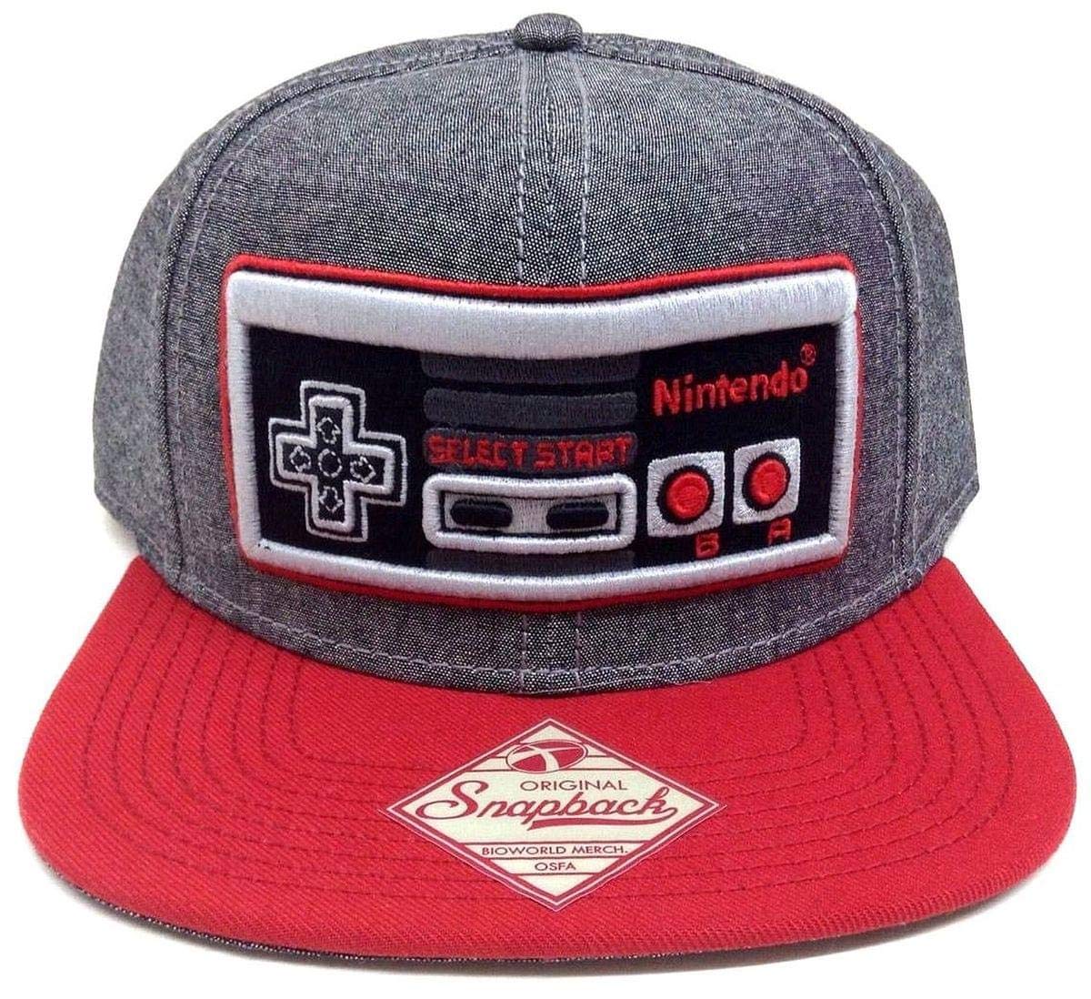 Nintendo Controller Snapback Hat - Gray & Red Adjustable One Size Fits All - Perfect for Gaming, Cosplay & Everyday Streetwear Fashion