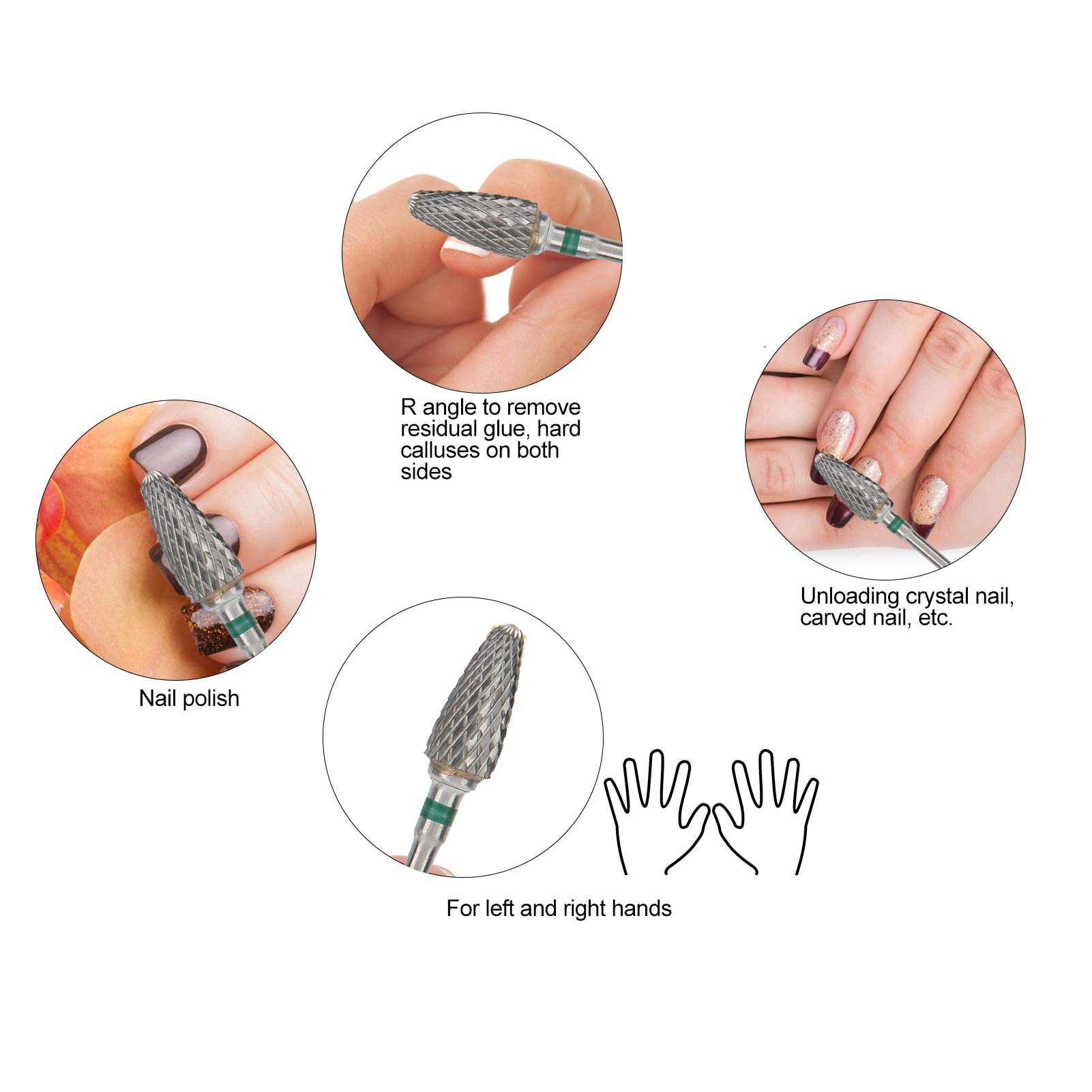 Professional Nail Grinding & Polishing Heads for Manicure - Dead Skin Remover for Salon & Home Pedicure - Perfect for Nail Art, Acrylics & Gel Extensions