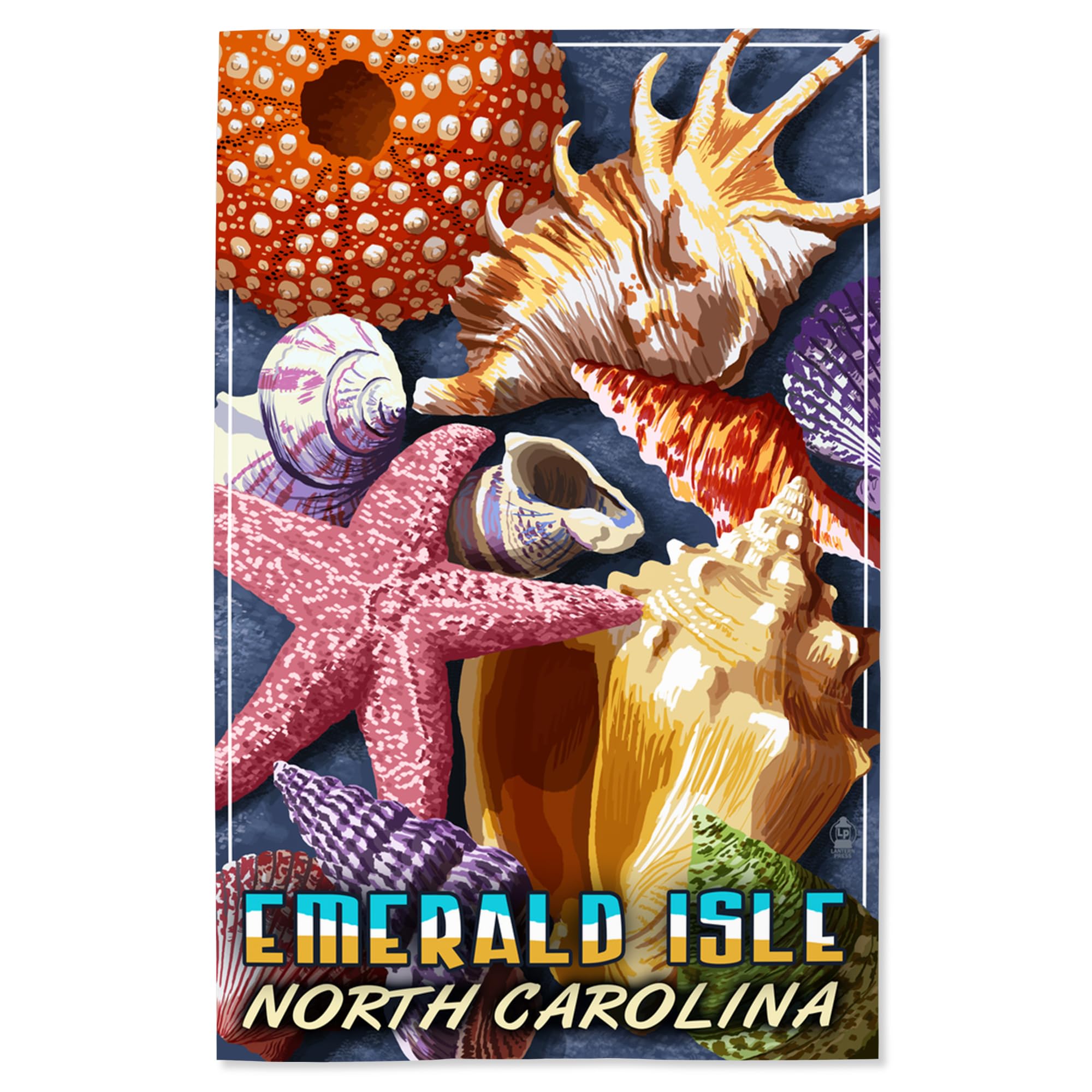 Lantern Press 16x24 Inch Giclee Art Print - Emerald Isle North Carolina Coastal Shells Wall Decor | Perfect for Beach House, Living Room & Office Decor