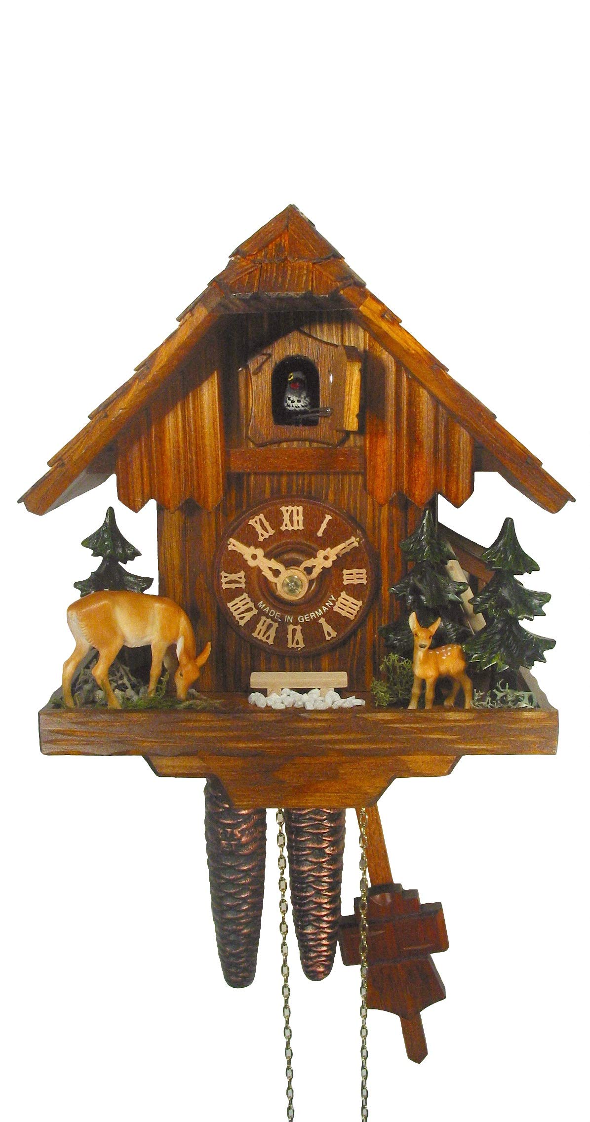 Authentic Black Forest Cuckoo Clock with Deer & Bench - Handcrafted German Wooden Wall Clock for Home & Office Decor