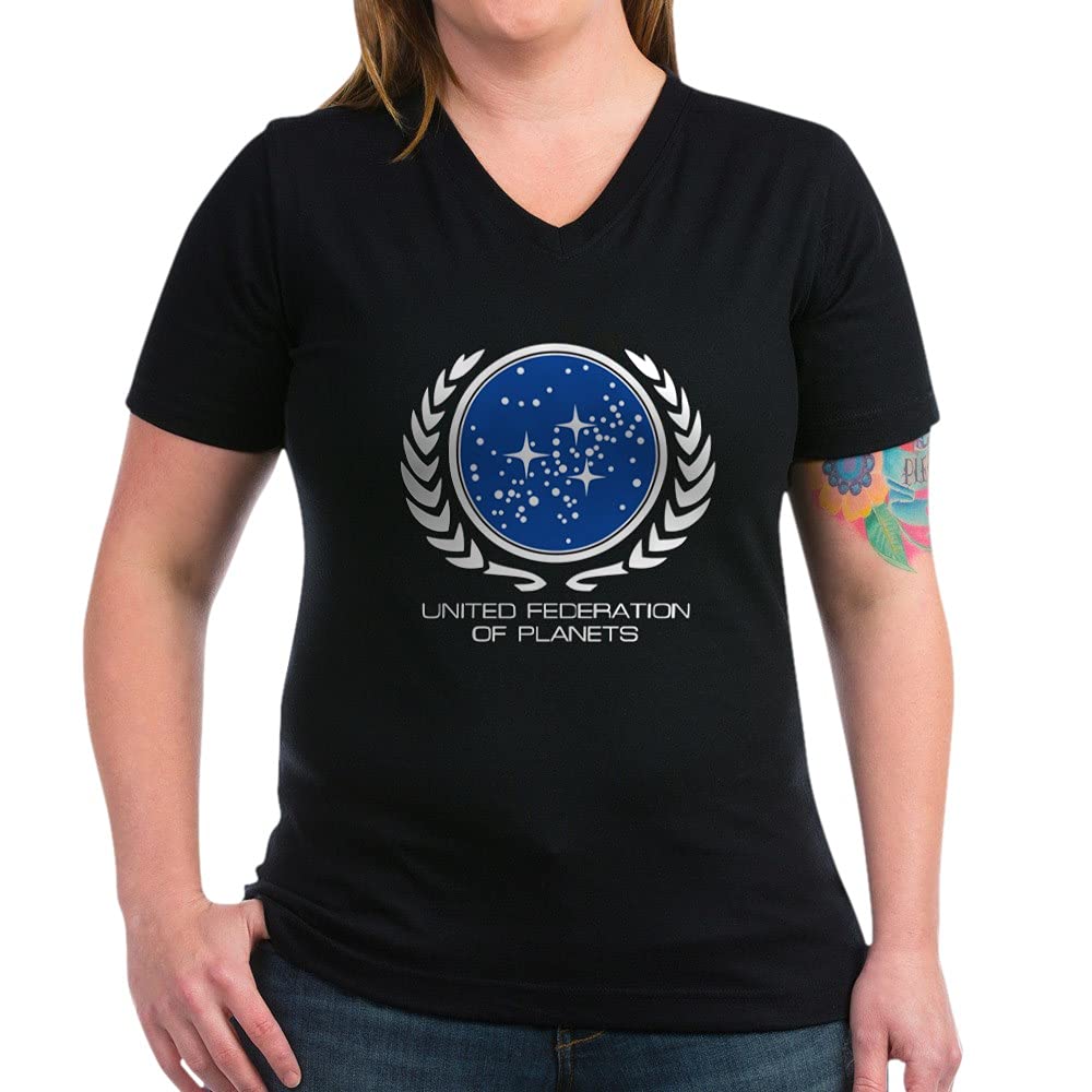 United Federation of Planets V-Neck T-Shirt | Star Trek Fan Apparel | Sci-Fi Graphic Tee for Men & Women | Perfect for Cosplay, Conventions & Everyday Wear