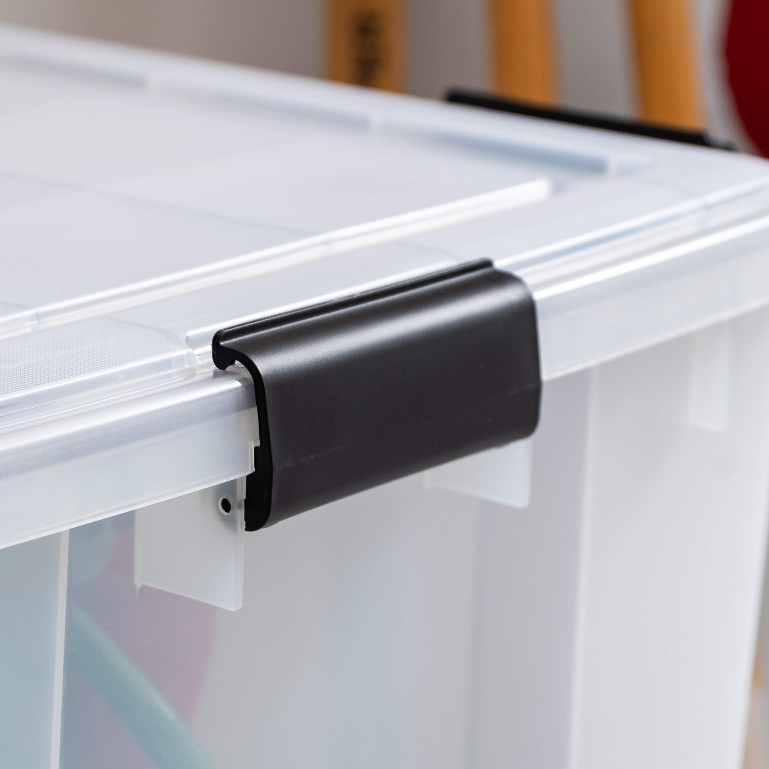 IRIS USA 74 Quart WeatherPro Plastic Storage Bin - 4 Pack with Durable Lid, Secure Latching Buckles & Airtight Seal - Perfect for Home Organization, Garage Storage & Outdoor Gear Protection