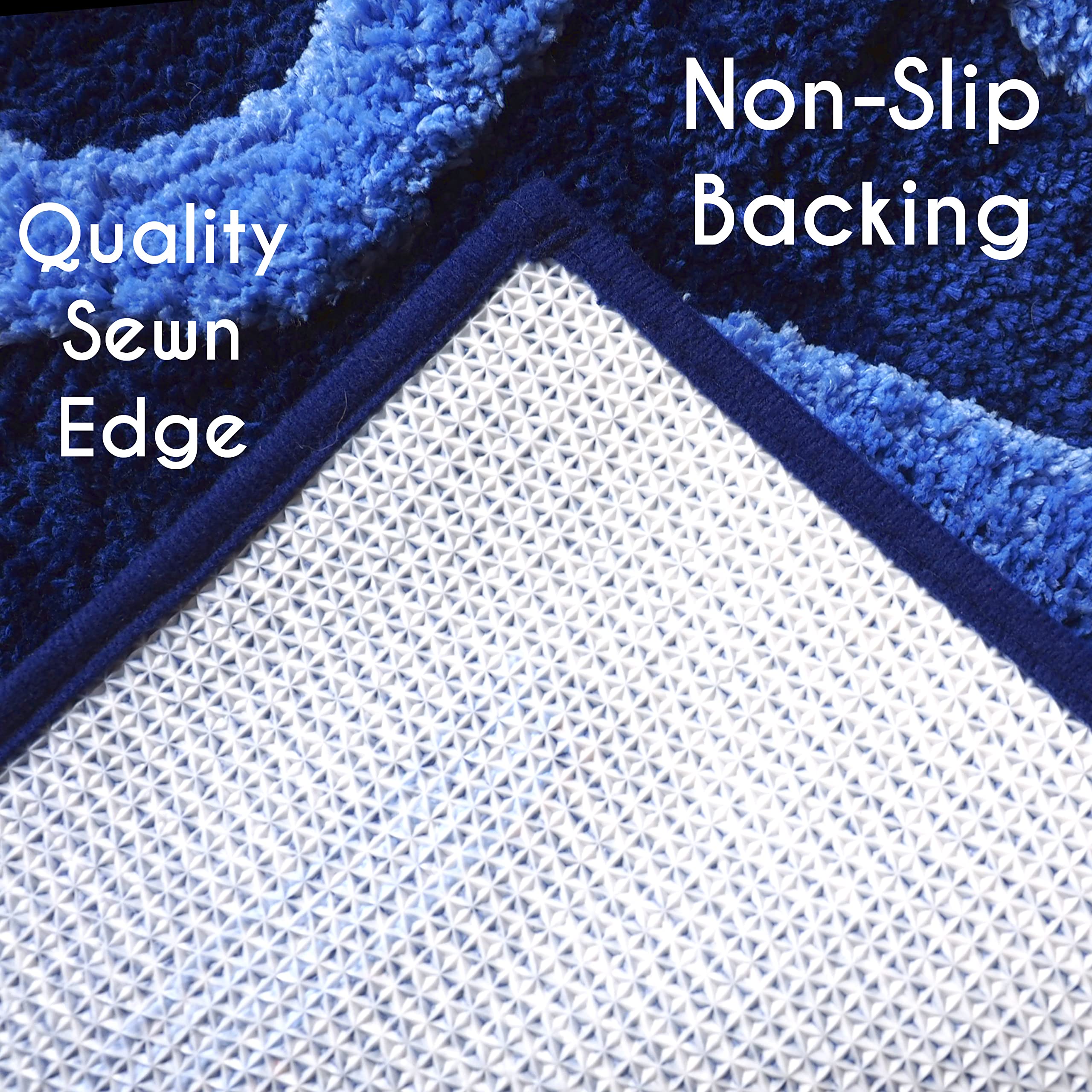 Evovee Funny Get Naked Bath Mat - Non-Slip Washable Bathroom Rug in Navy Blue & Lavender | Cute Shower Decor for Bathroom, Spa & Home
