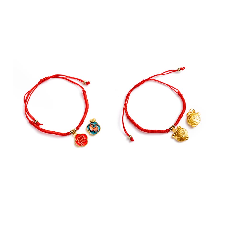 2022 Chinese Zodiac Tiger Year Red String Bracelet with Bling Charm - Lucky Birth Year Jewelry for New Year Gifts & Protection (Ideal for Birthday, Chinese New Year, Festival Gifts)