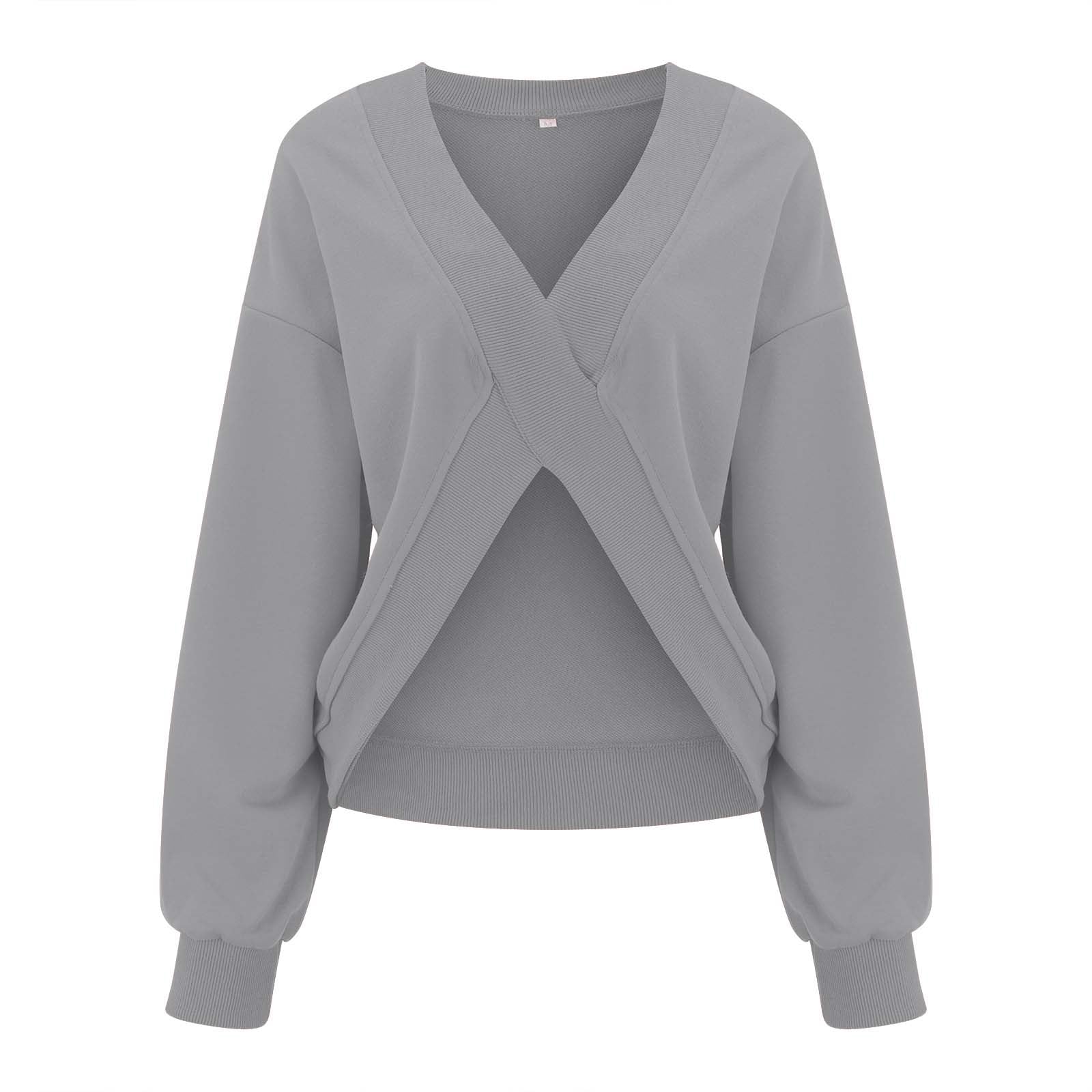 Women's Oversized Fall Sweatshirts - Cozy V-Neck Pullover Long Sleeve Shirts with Slit & Slouchy Funnel Neck | Casual Loungewear for Autumn, Perfect for Coffee Dates & Weekend Relaxation