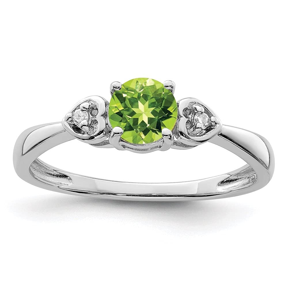 Diamond2Deal 925 Sterling Silver Diamond & Peridot Round Engagement Ring 0.5ct - Perfect for Proposals, Anniversaries & Special Occasions