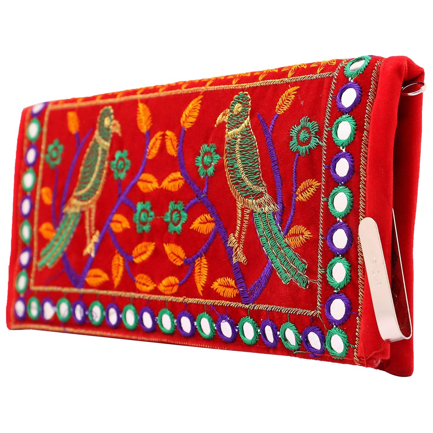 Handmade Rajasthani Embroidery Mirror Work Purse for Women - Ethnic Indian Clutch with Mirror Design for Ladies & Girls | Perfect for Weddings, Parties & Cultural Events