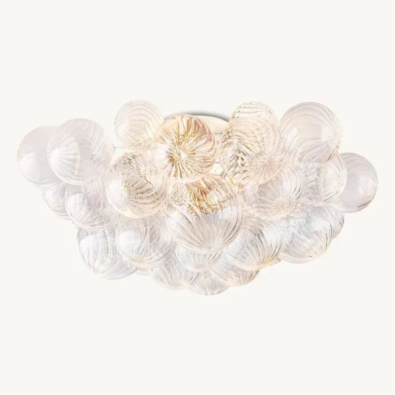 Tammy Round Glass Ball Flushmount Ceiling Light Fixture - 25 Inch Modern Crystal Chandelier for Dining Room, Bedroom, Living Room & Hallway Lighting
