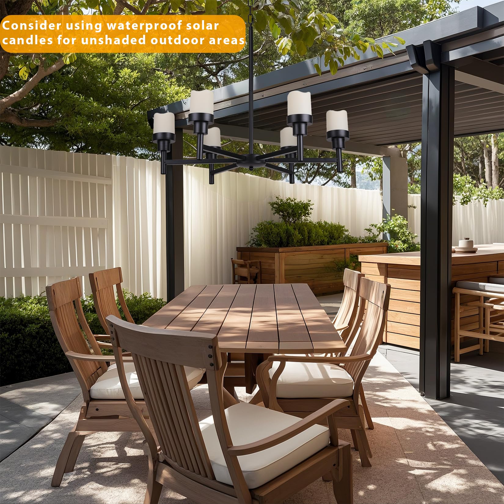 Battery Operated Chandelier Lights - Outdoor Hanging LED Candle Lights for Gazebo, Pergola, Porch, Tent & Canopy Decor - Weatherproof & Wireless Patio Lighting for Romantic Dinners & Garden Parties