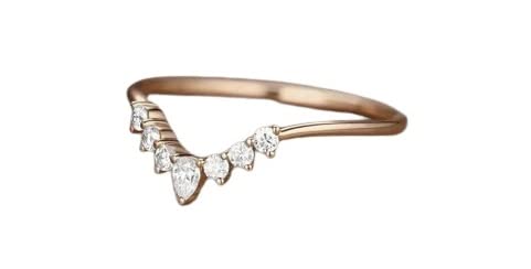 925 Sterling Silver Lab-Grown Diamond Chevron Wedding Band - Curved V-Shape Engagement Ring for Women - Anniversary Gift, Minimalist Stacking Thin Band with CZ Diamonds - Perfect for Weddings, Proposals & Stackable Jewelry Looks
