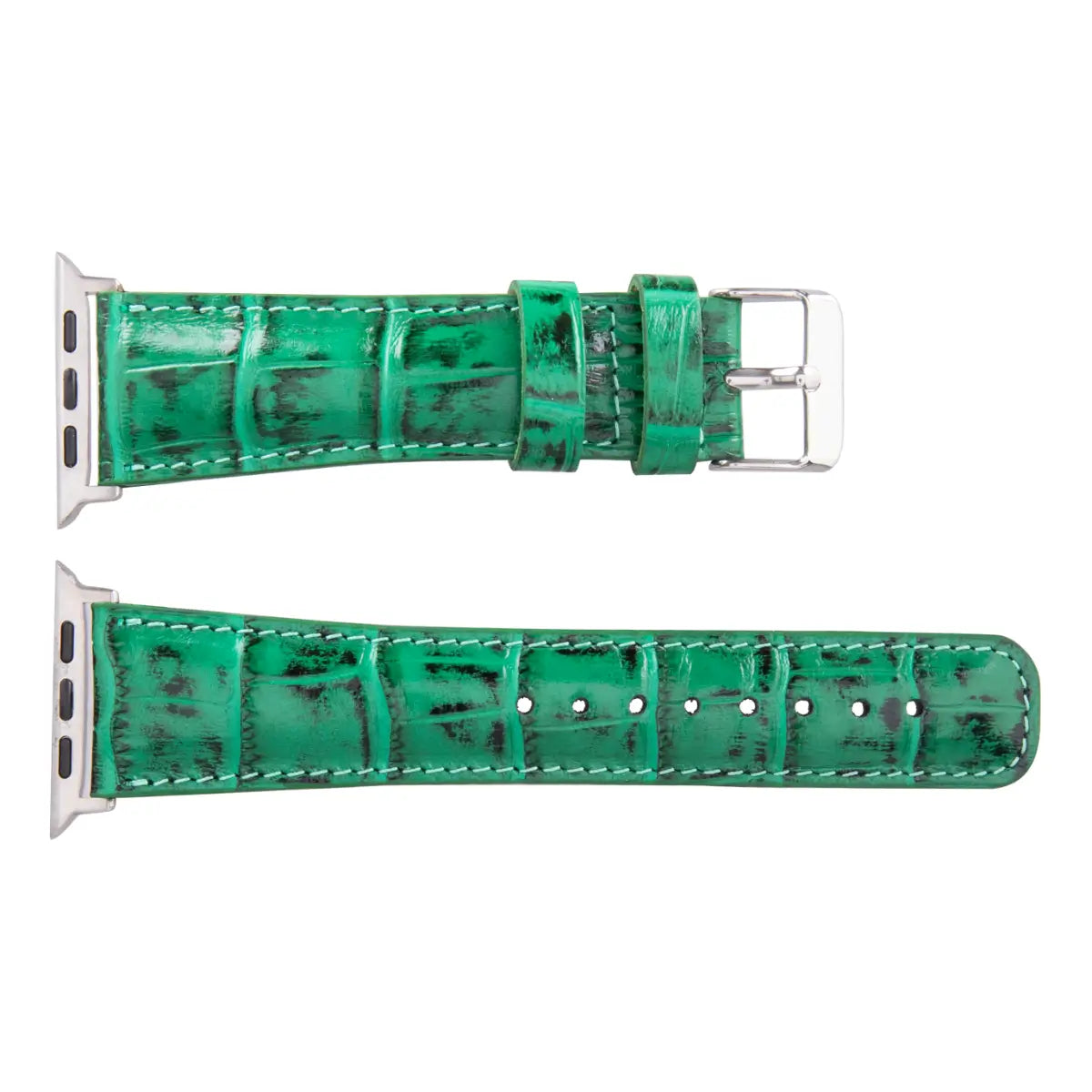 Premium Green Crocodile Pattern Leather Apple Watch Band - Stylish & Durable Replacement Strap for Apple Watch Series 1-9 - Perfect for Business, Casual & Outdoor Activities