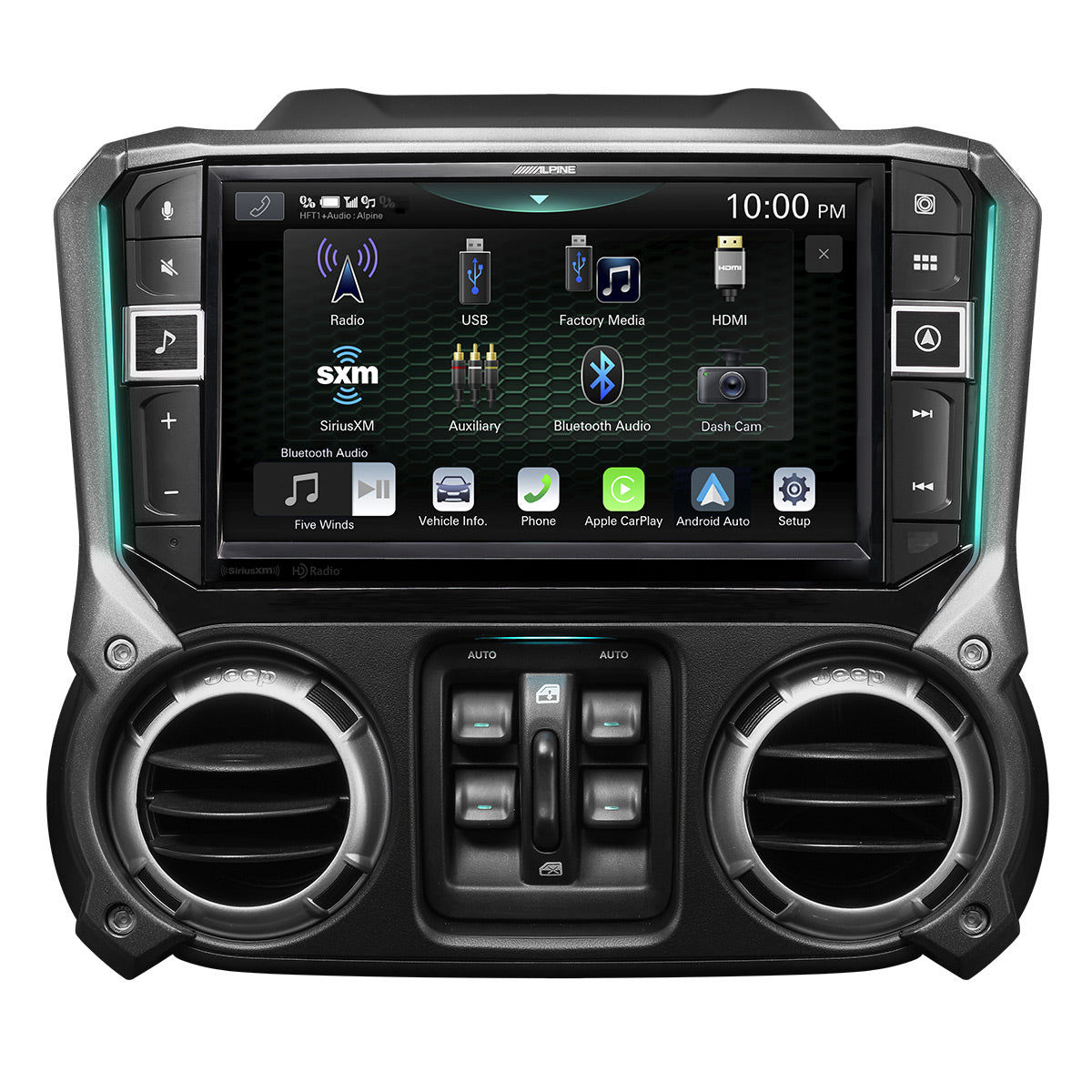 Alpine i509 WRA JK 9 Weatherproof Car Stereo for 2011-2018 Jeep Wrangler - Touchscreen Media Receiver with Bluetooth, HD Radio & Apple CarPlay - Perfect for Off-Road Adventures & Daily Commutes