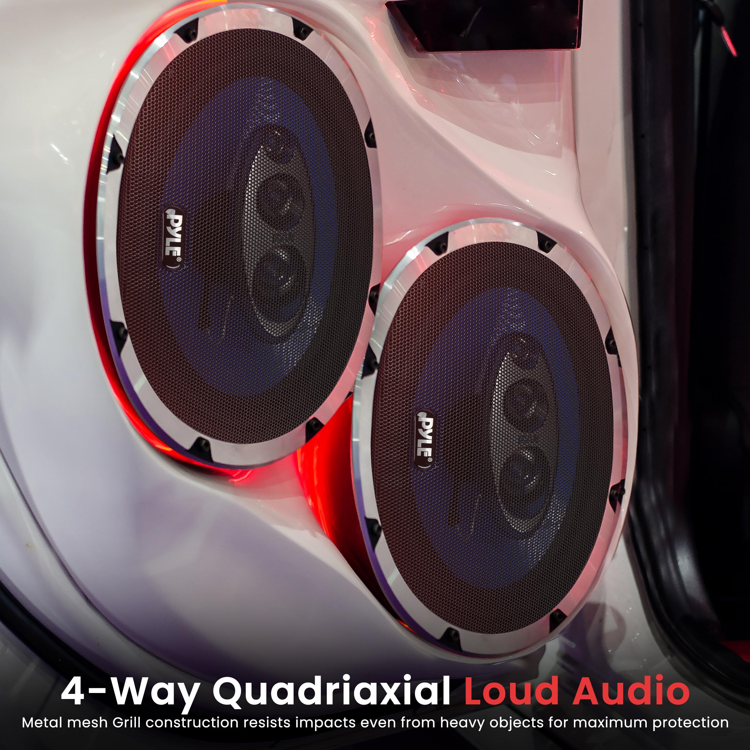 Pyle 6”x9” 4-Way Car Speakers (Pair) - 400W Upgraded Blue Poly Injection Cone, Non-Fatiguing Butyl Rubber Surround, 50-20KHz Frequency, 4 Ohm & 1.25” ASV Voice Coil - Perfect for Car Audio Upgrades, Truck Sound Systems & Enhanced Road Trip Music Experience
