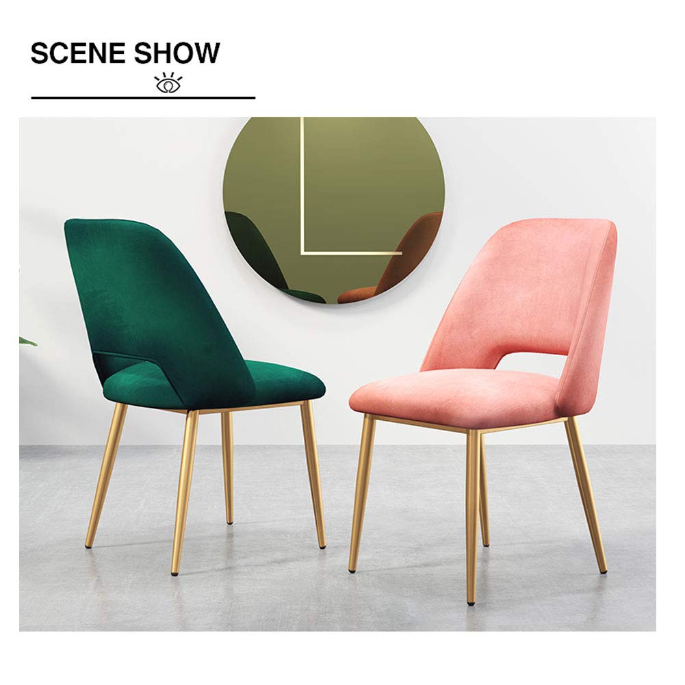Nordic Style Comfortable Dining Chair with Flannelette Backrest & Upholstered Metal Legs - Iron Side Chair for Living Room, Bedroom, Kitchen, Pub, and Dressing Room - Perfect for Relaxing, Dining, and Coffee Time