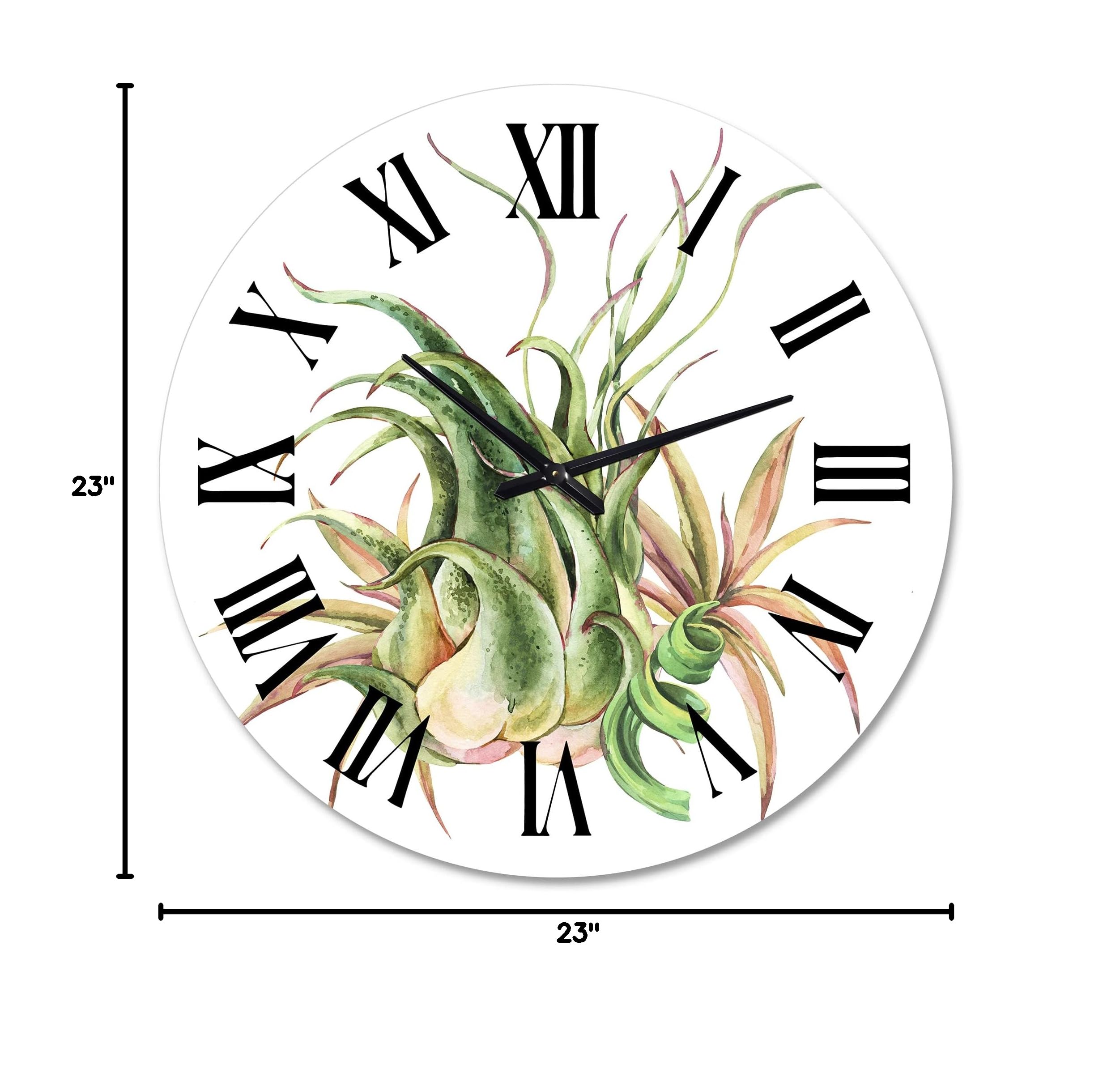 Farmhouse Wall Clock with Tropical Leaves & Air Plant Design - Large Botanical Wall Decor for Living Room, Kitchen, Bedroom | Perfect for Home, Office & Gift Giving
