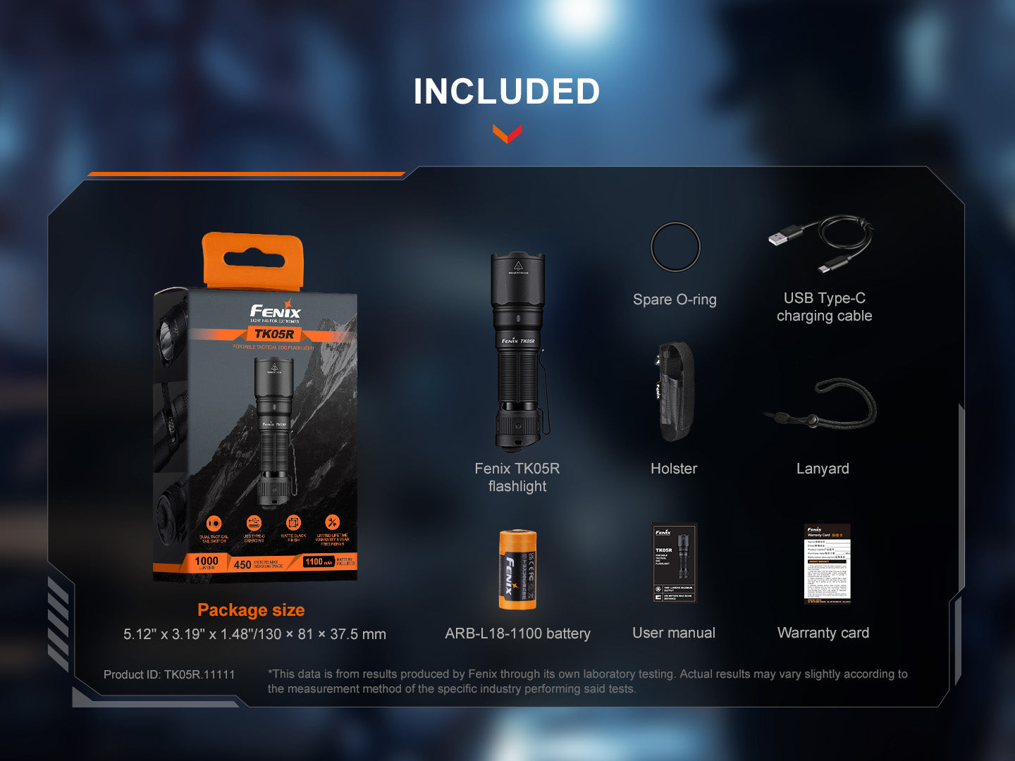 Fenix TK05R Compact Tactical EDC Flashlight - 1200 Lumens, Rechargeable, Waterproof LED Flashlight for Camping, Hiking, Emergency & Everyday Carry