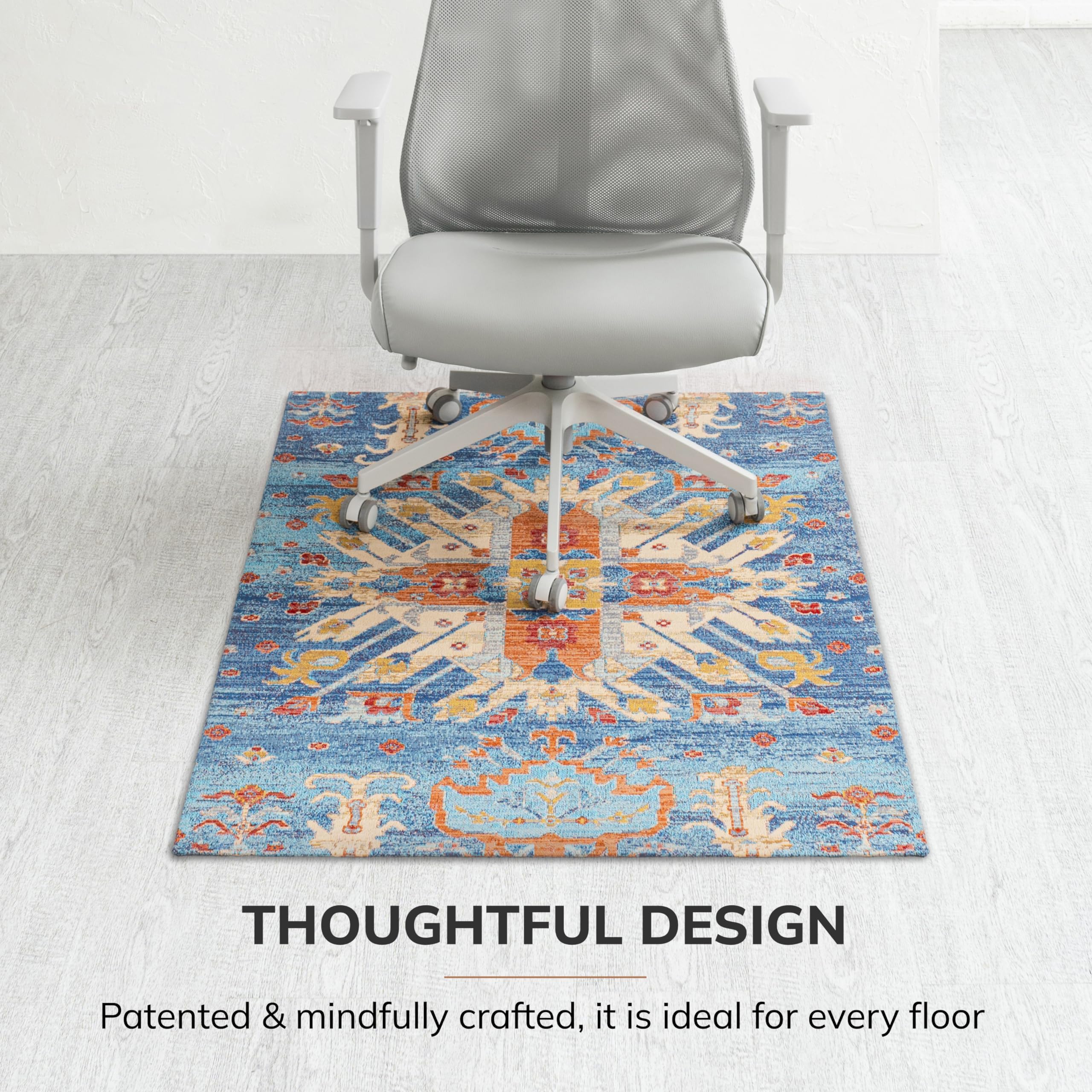 Premium Jacquard Woven Chair Mat - Non-Slip Backing for Hard Floors & Low Pile Carpets (36
