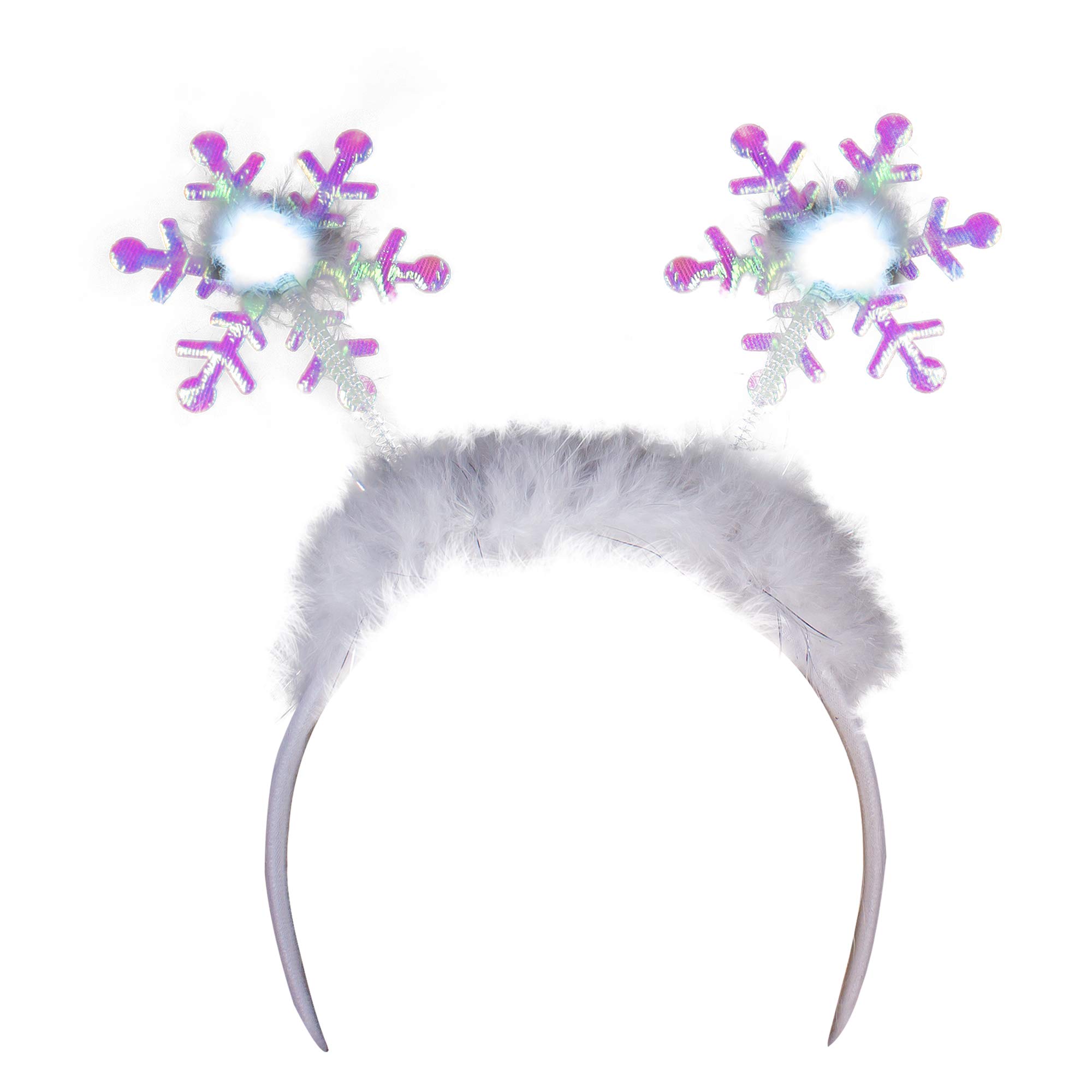 Glow in the Dark Frozen Snowflake Christmas Headband Crown - Winter Festival Costume Accessories for Kids & Adults - Perfect for Christmas Parties, Holiday Photos & Winter Wonderland Events