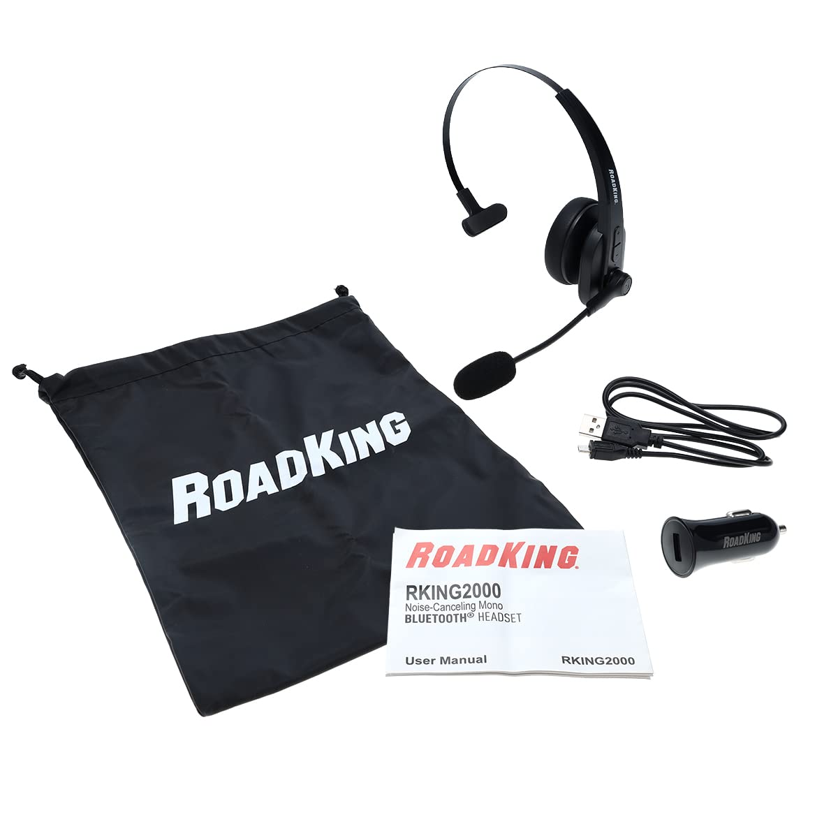 RoadKing RKING2000 Noise Cancelling Bluetooth Headset for Truck Drivers - Wireless Headphones with Mic for Clear Calls & Comfort - Perfect for Long Haul Driving, Delivery Services & Professional Trucking