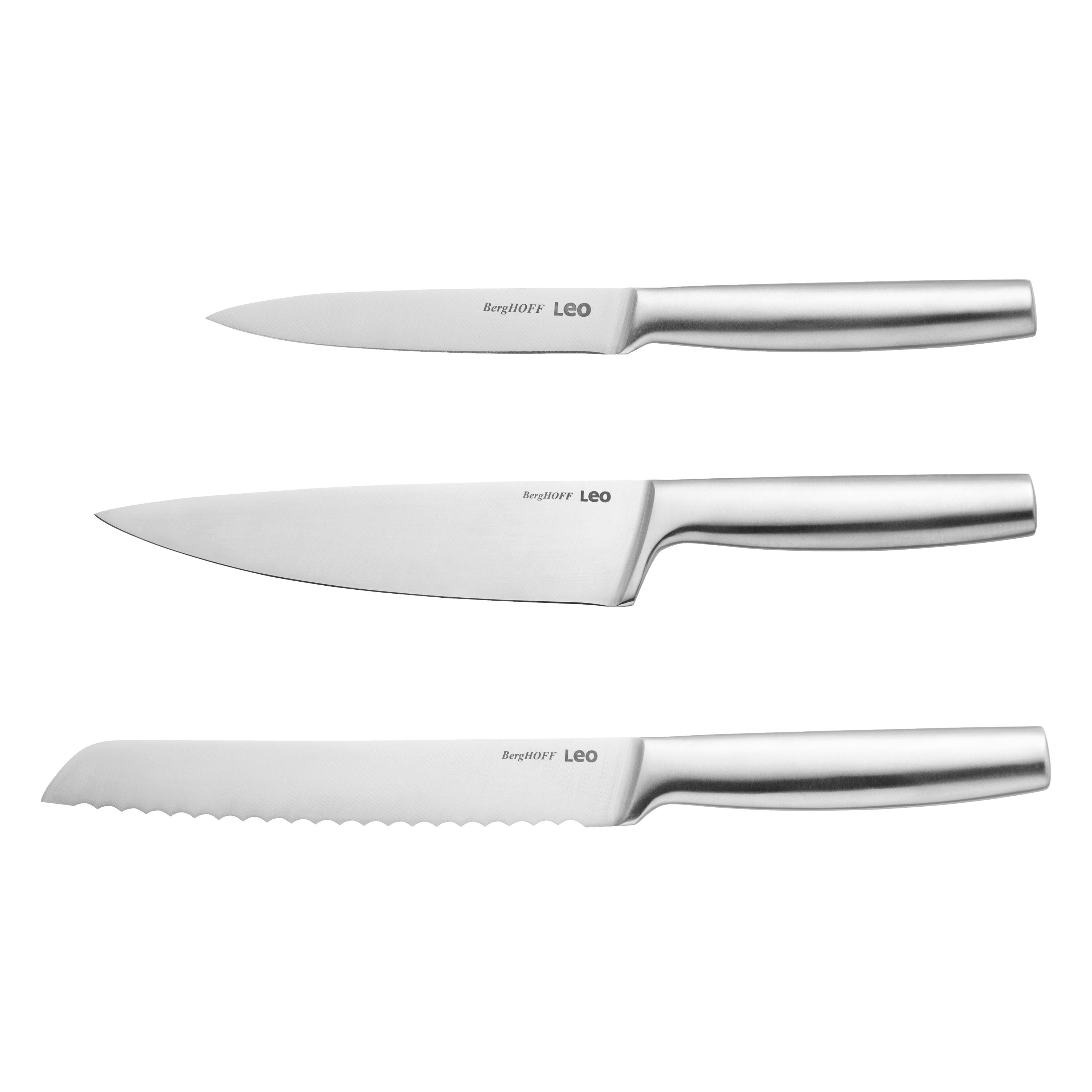 BergHOFF Leo Legacy 3-Piece Stainless Steel Knife Set - Premium Kitchen Knives for Slicing, Dicing & Chopping - Perfect for Home Chefs & Cooking Enthusiasts