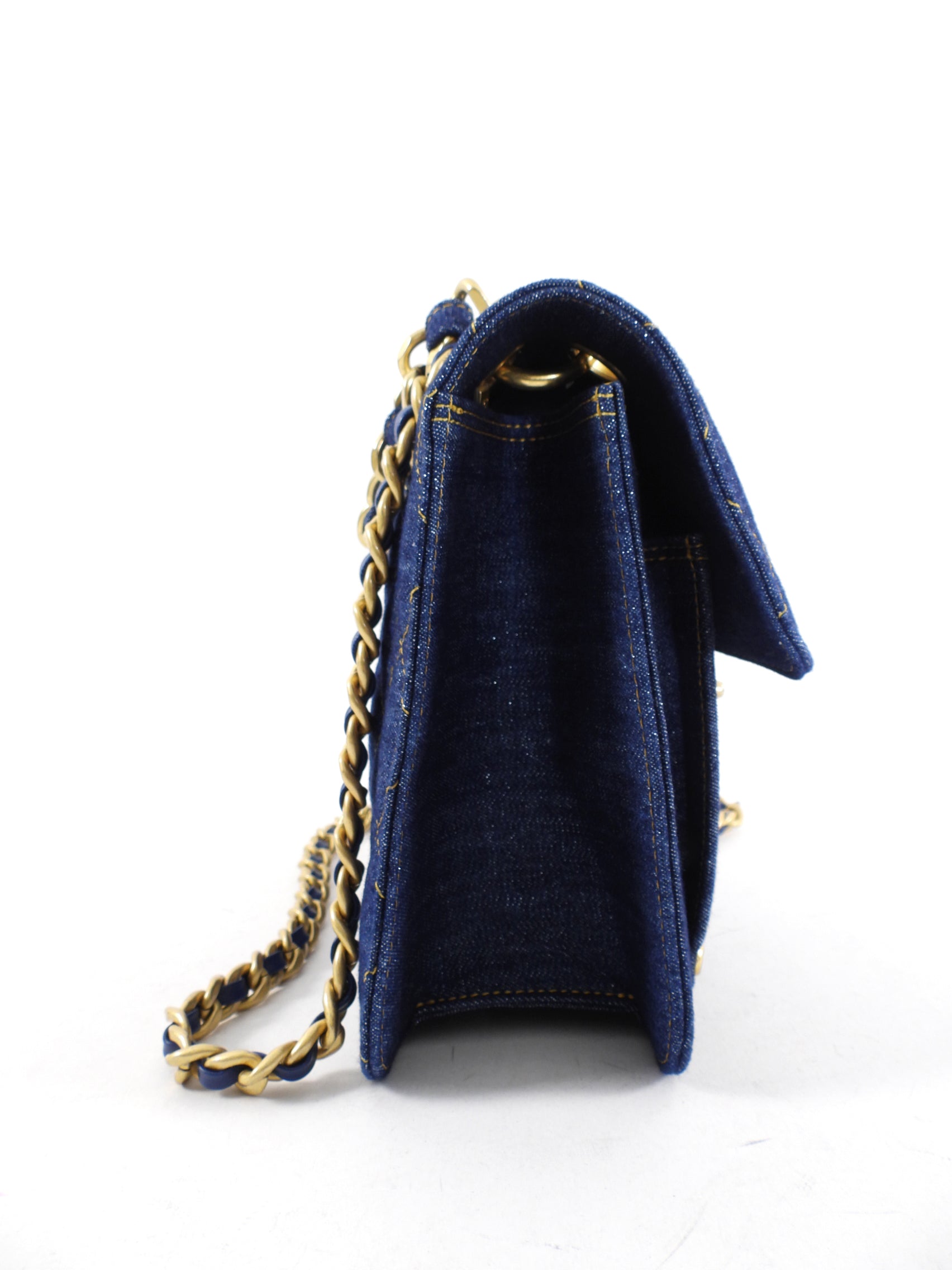 Chanel 23S Quilted Denim Square Flap Bag with Chain Strap - Luxury Crossbody Purse for Women, Perfect for Date Night & Evening Events
