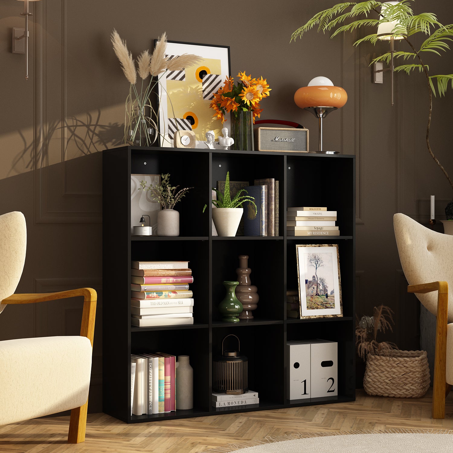 9 Cube Bookcase - Modern Storage Shelf for Living Room, Bedroom & Office - Organize Books, Toys & Decor