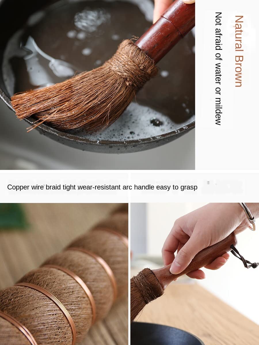 Natural Palm Pot Bowl Brush - Durable Long Handle Dish Washing Brush for Kitchen, Restaurant & Cookware Cleaning | Perfect for Pots, Pans, Dishes & Heavy-Duty Cookware Cleaning