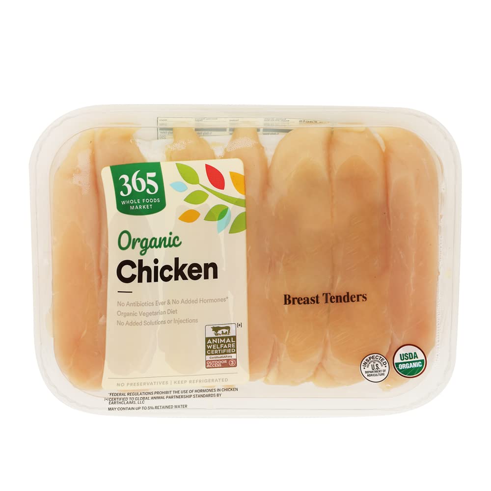 365 by Whole Foods Market Organic Boneless Chicken Breast Tenderloin Tray Pack - Step 3 Certified | Perfect for Grilling, Salads & Healthy Meal Prep