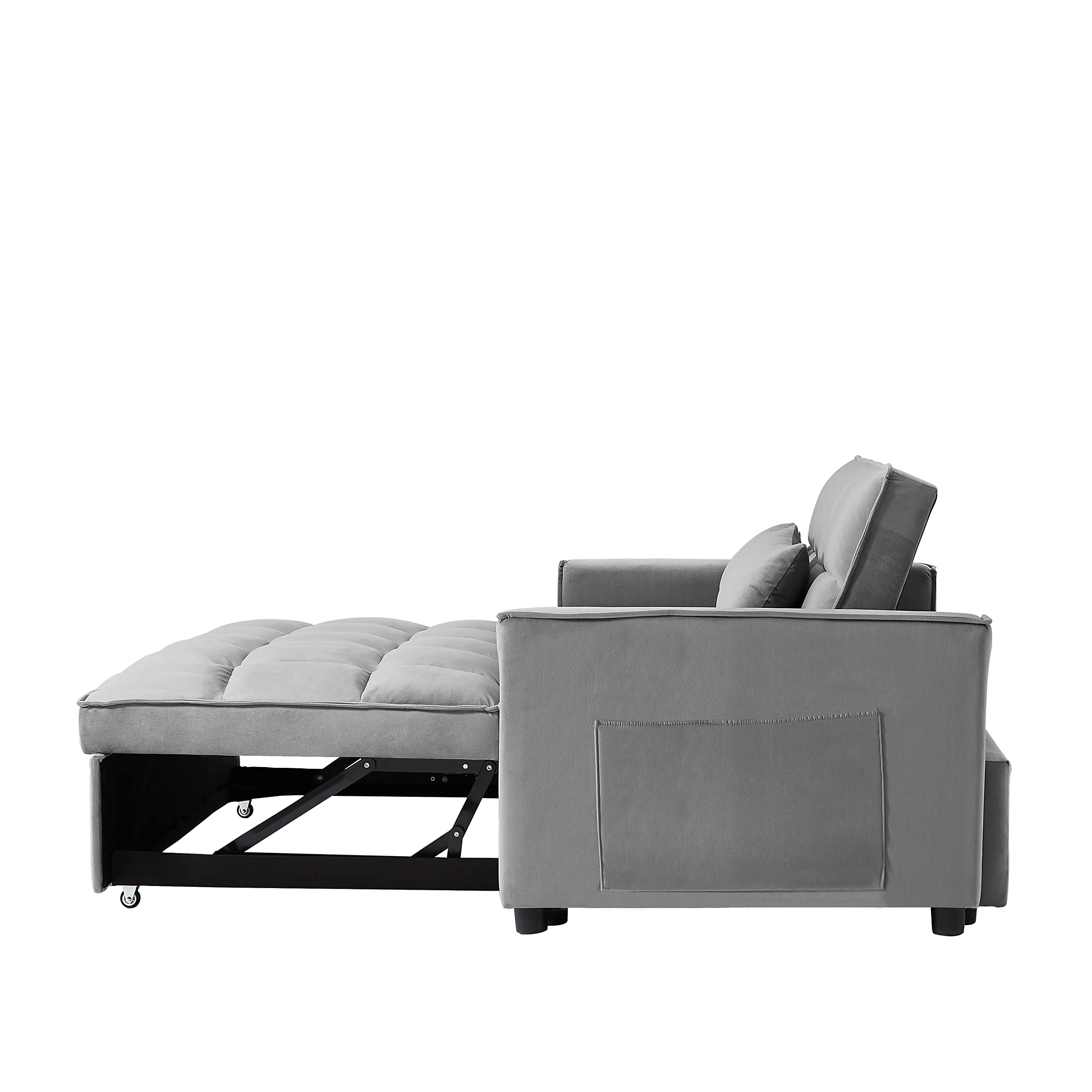 FANYE Modern Convertible Loveseat Sofa Bed - 2-Seater Sleeper Couch with Pull-Out Mechanism & Adjustable Backrest - Velvet Upholstery with Included Pillows & Side Pockets - Perfect for Small Spaces, Apartments, Guest Rooms, and Home Offices