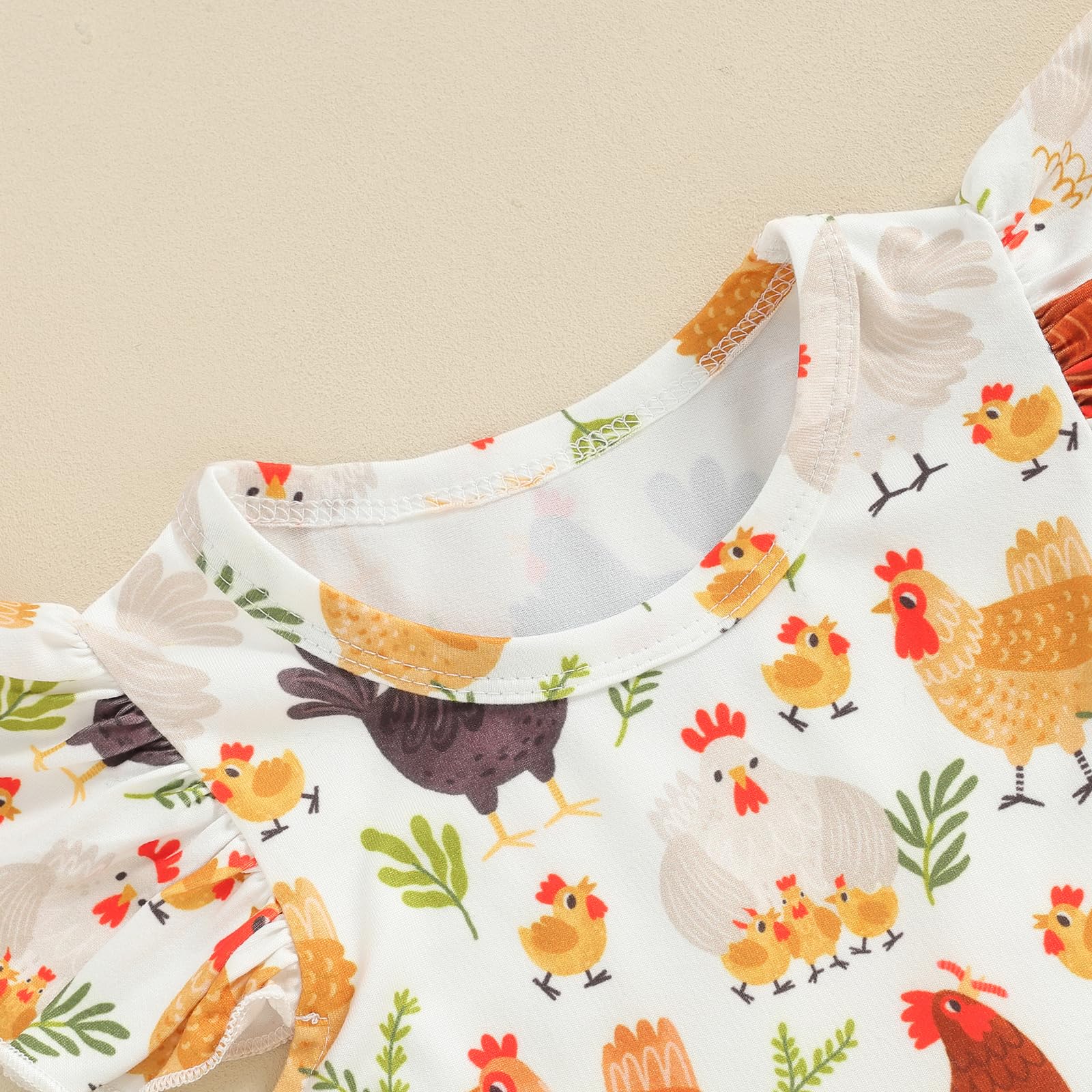 Funny Farm Chicken Flutter Sleeve Dress for Toddler Girls - Casual A-Line Sundress for Spring & Summer - Perfect for Playdates, Outdoor Adventures, and Family Photos