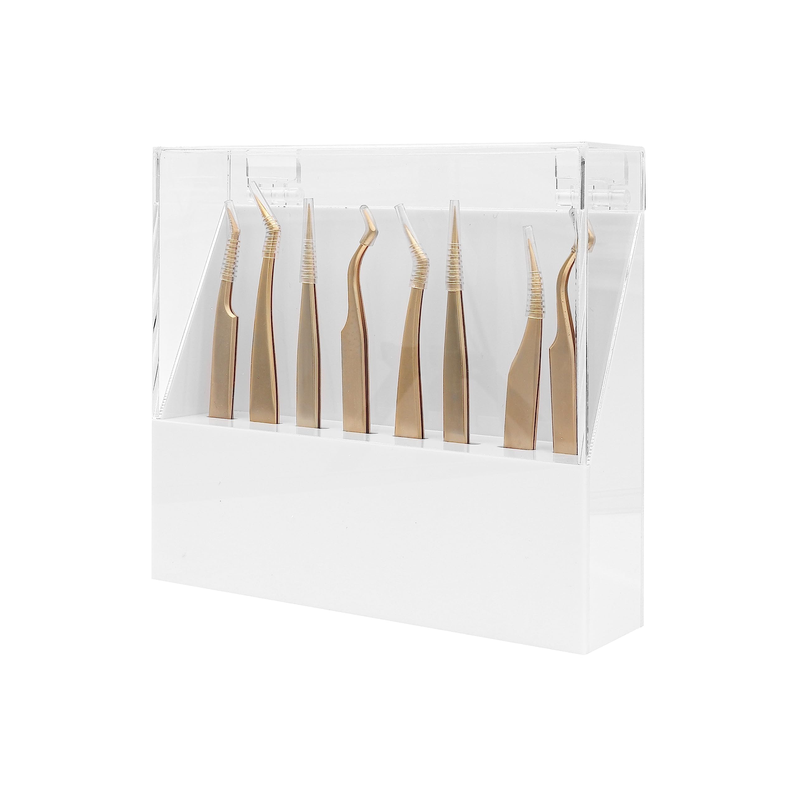 Professional 8-Hole Eyelash Tweezers Storage Box - White Organizer for Lash Extension Tools | Perfect for Salon, Spa & Home Beauty Kits