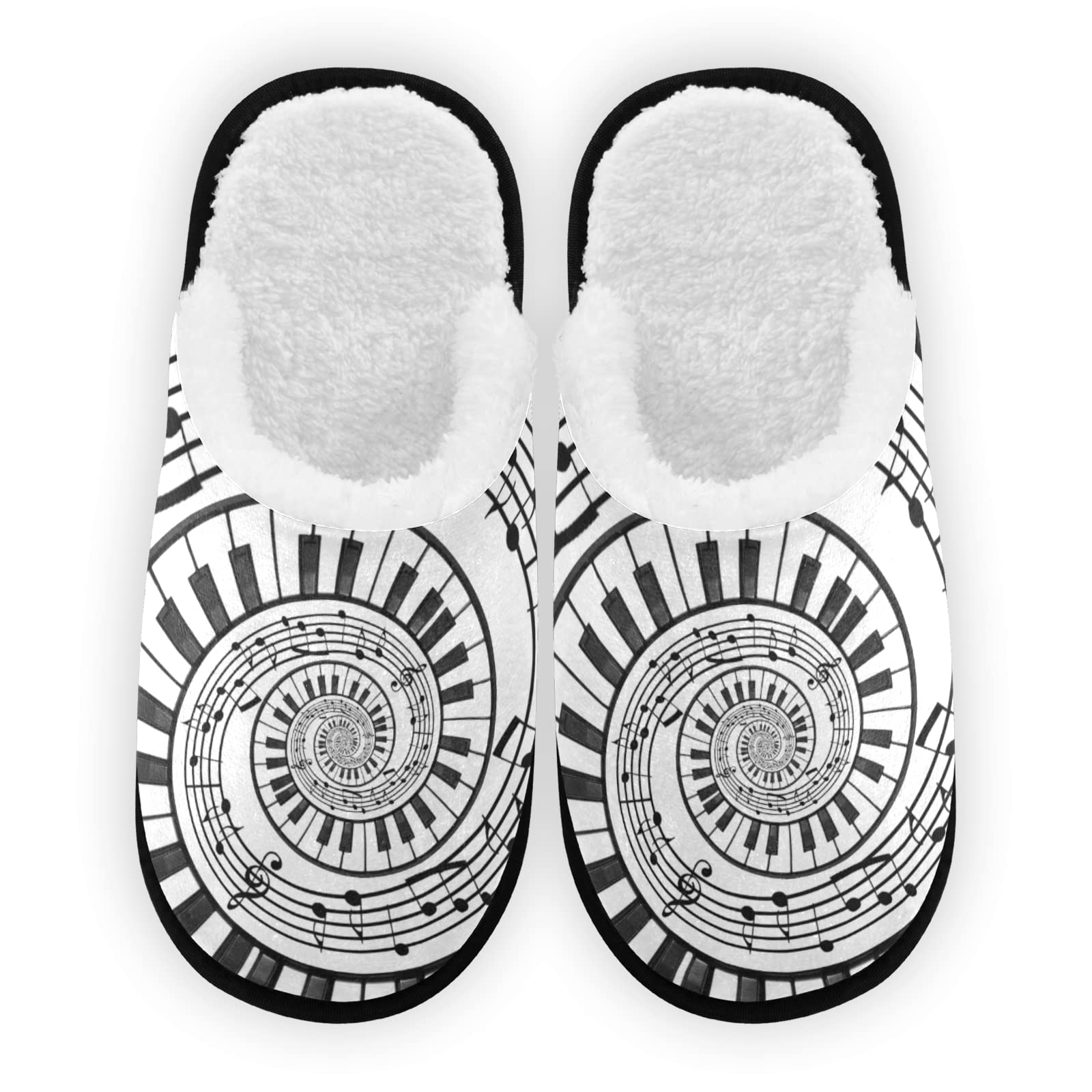 Soft Memory Foam Piano Music Notes Slippers - Non-Slip Indoor House Shoes for Women & Men - Comfortable Bedroom, Spa, Hotel & Travel Slippers for Home Relaxation