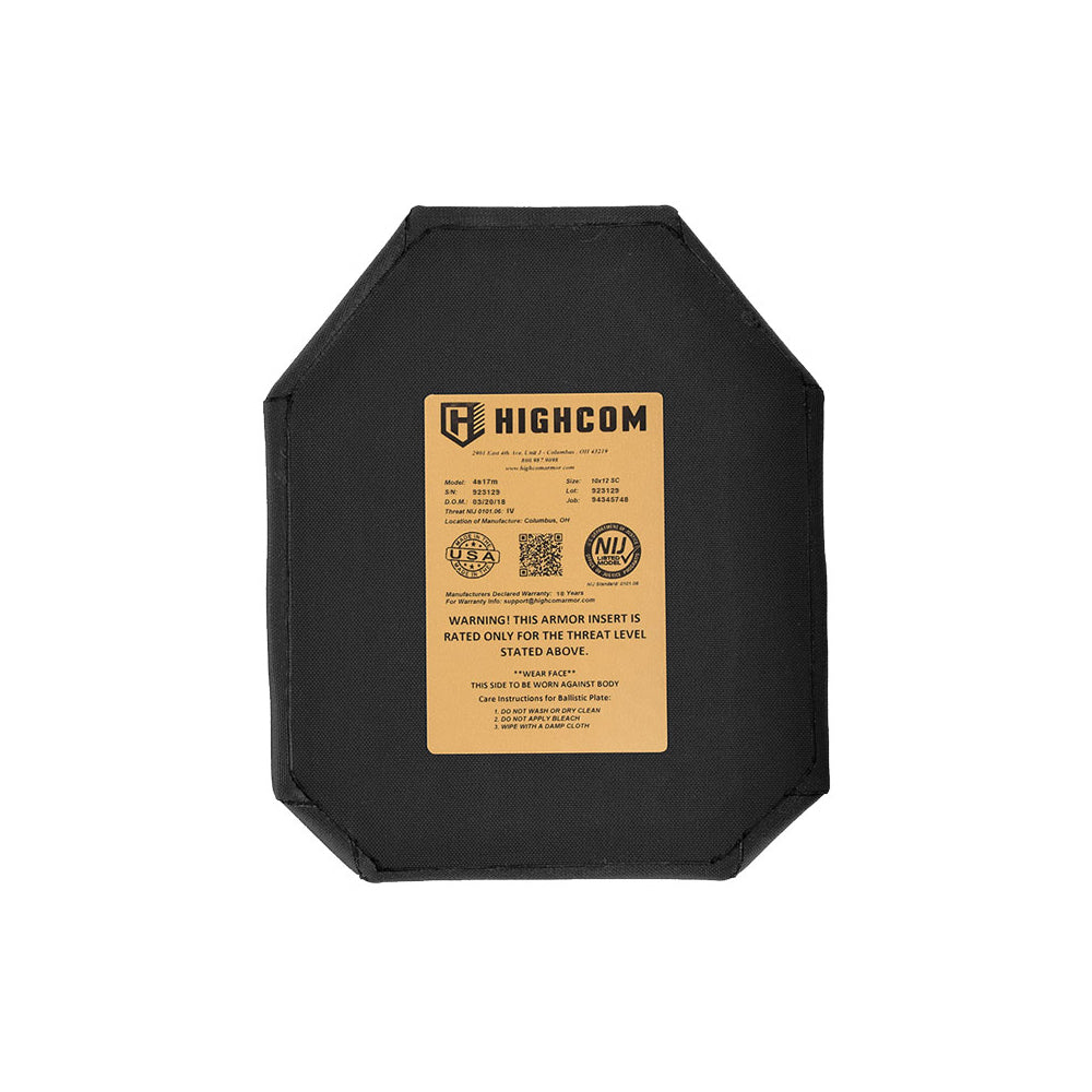 HighCom 4S17M Bulletproof Plates - Multi-Size & Shape Options - Bulk Orders (10+ Units) - Tactical, Military & Law Enforcement Use