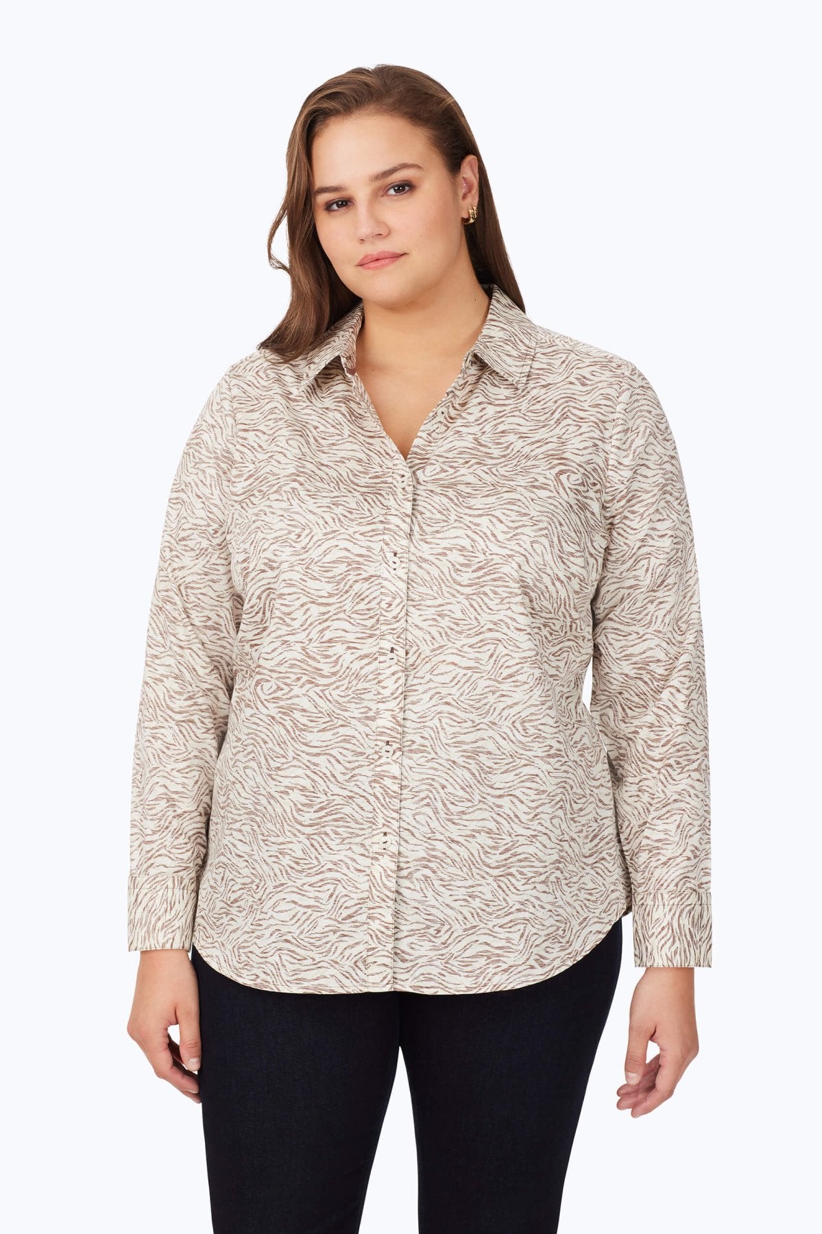 Davis Plus Cocoa Zebra Print Long Sleeve Shirt for Men - Stylish Casual Wear for Office, Party & Date Nights
