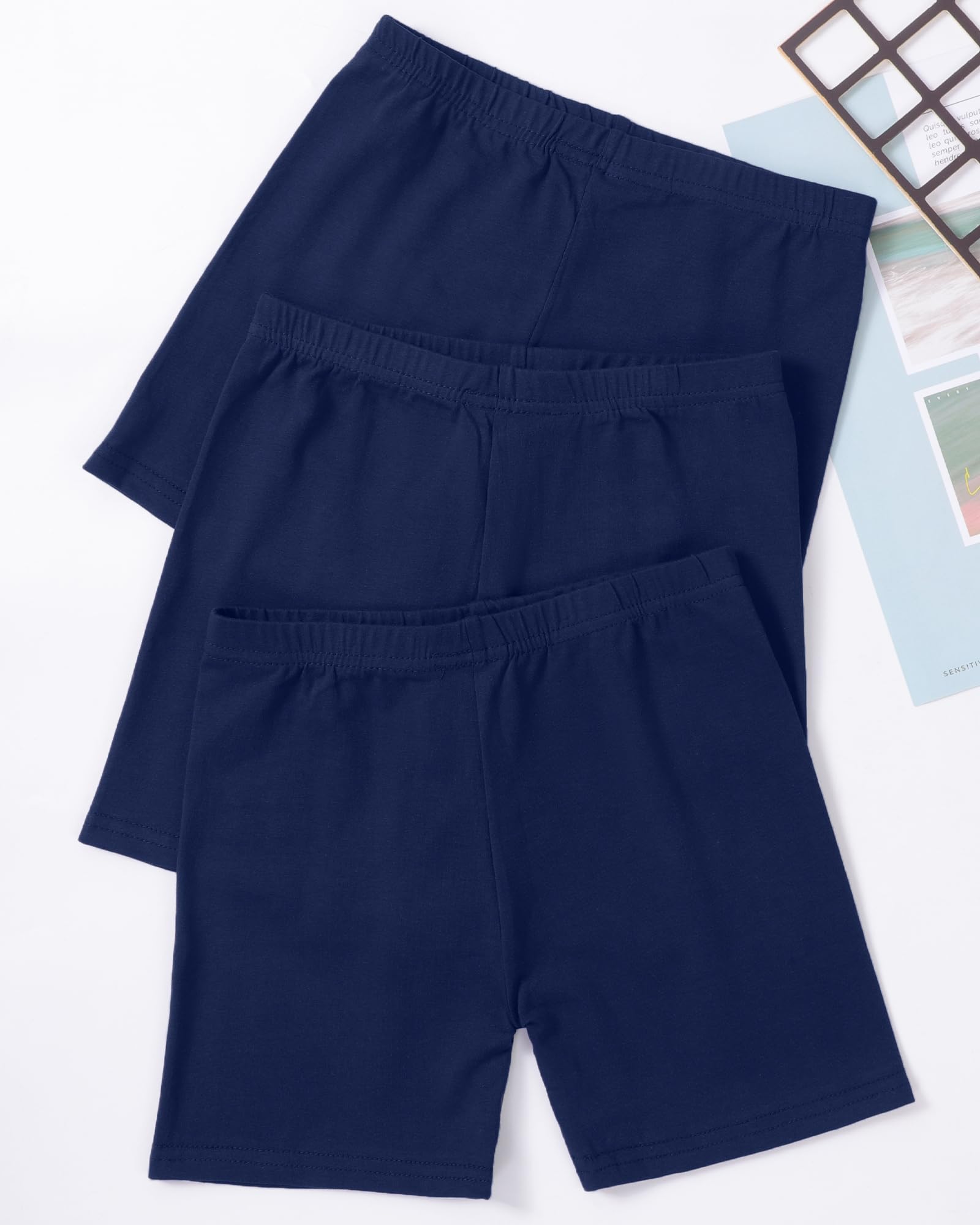 3 Pack Girls Bike Shorts - Cotton Cartwheel Shorts for Kids, Basic Under Dress Biker Shorts - Perfect for Running, Dance, Gymnastics & Playtime