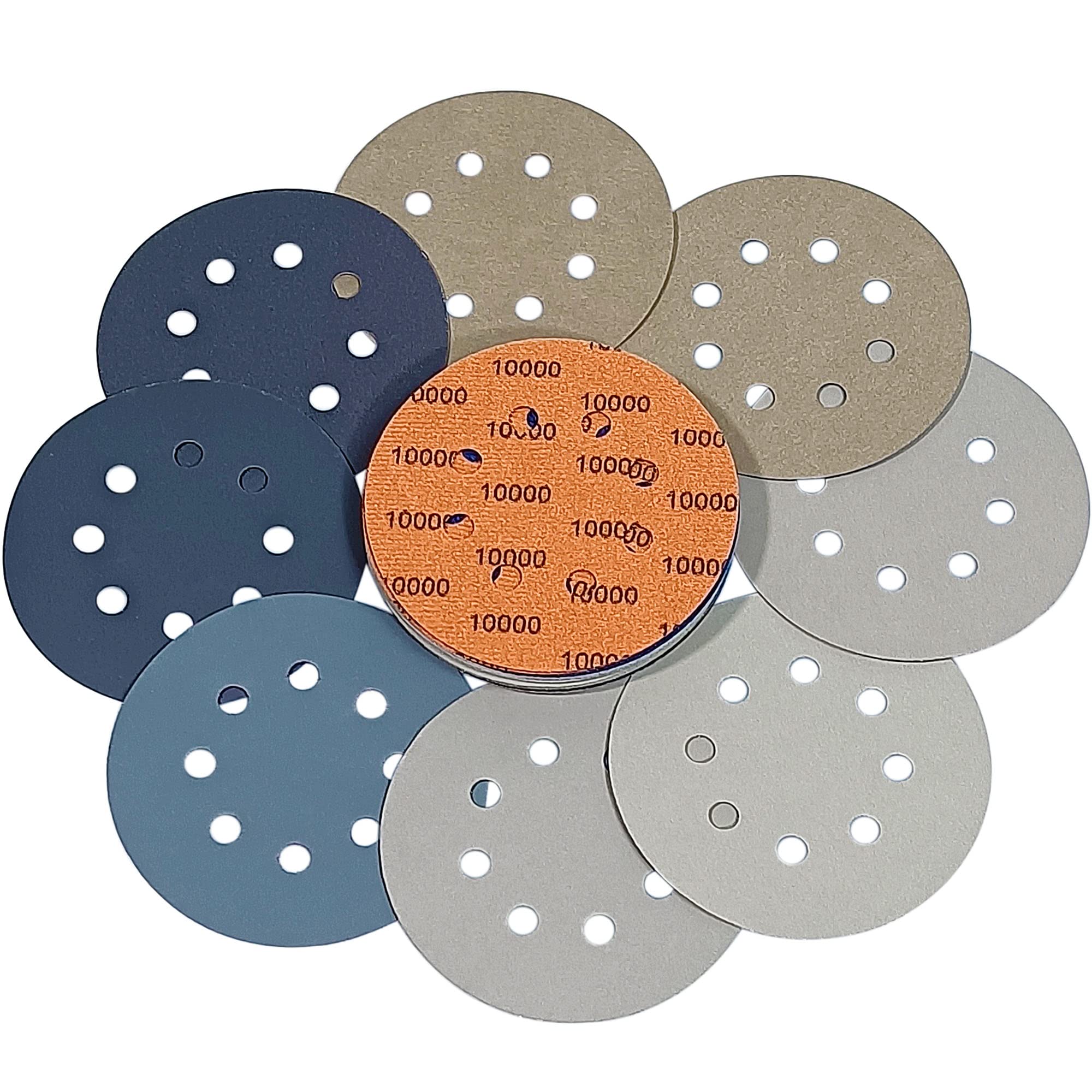 24 PCS 5 Inch 8 Hole Sanding Discs 400-10000 Grit Assortment for Random Orbital Sander - 400/1000/2000/3000/4000/5000/7000/10000 Grit Sandpaper Pads - Perfect for Woodworking, Auto Body Repair & Metal Polishing