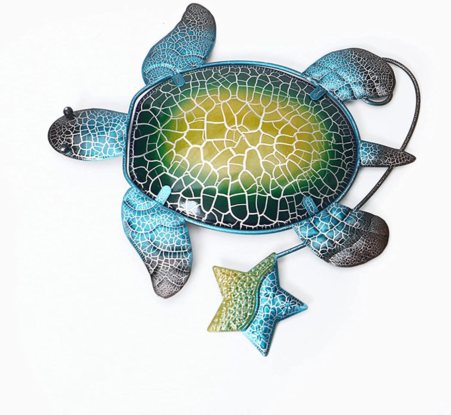 2 Pack Wrought Iron Turtle Wall Decor - Metal Turtle Sculpture for Home & Garden, Indoor Outdoor Hanging Art, Living Room & Yard Decoration - Blue | Perfect for Coastal, Farmhouse & Rustic Decor Themes