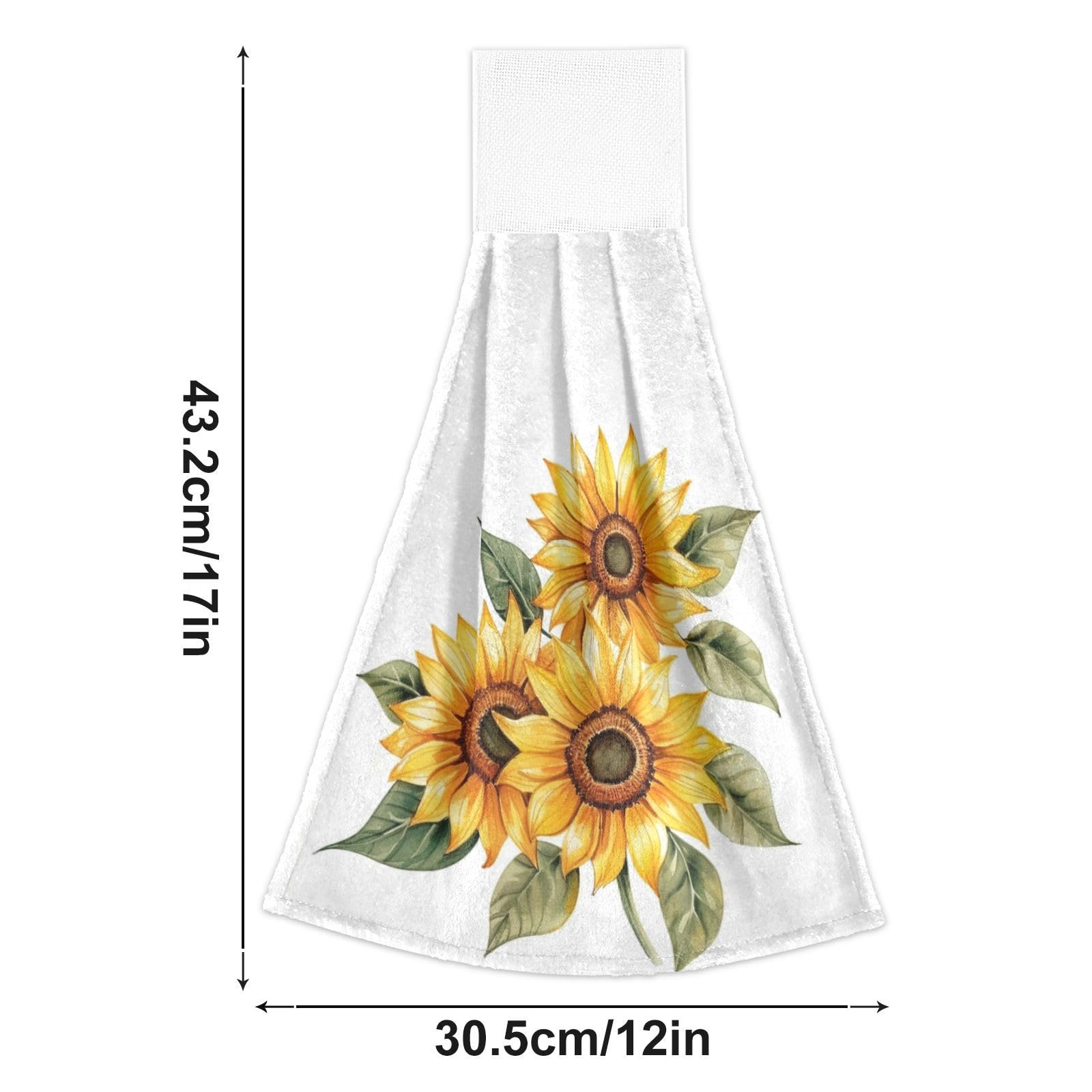 Boccsty Sunflower Hanging Kitchen Towels Set of 2 - Farmhouse Dish Cloths, Hand Towels for Kitchen & Bathroom - Spring Summer Fall Decor, Housewarming Gift, Tabletop & Home Decor - Perfect for Farmhouse, Rustic, and Country Style Kitchens