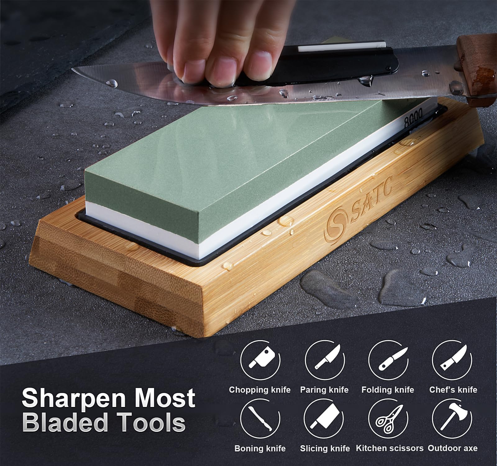 Premium 400/1000/3000/8000 Grit Whetstone Set - Professional Knife Sharpening Stone with Non-Slip Bamboo Base, Angle Guide & Leather Strop - Perfect for Kitchen Knives, Hunting & Chef's Tools - Ideal for Home Cooks & Professional Chefs