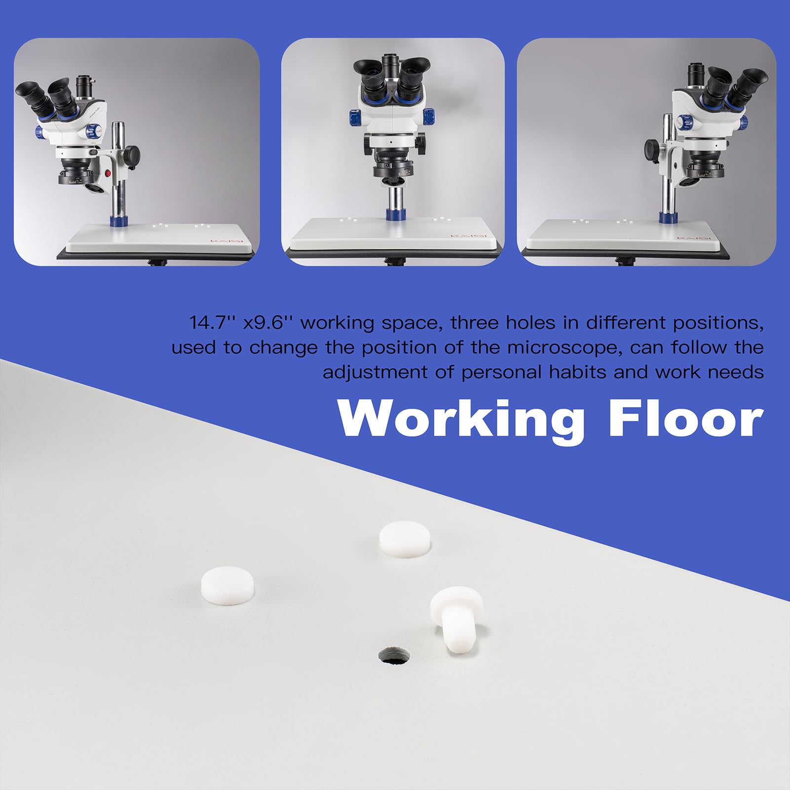 Kaisi TX-350E Professional Trinocular Stereo Soldering Microscope 7X-50X Magnification with WF10x23 Wide Field Eyepieces - Ideal for Electronics Repair, PCB Inspection, and Precision Lab Work