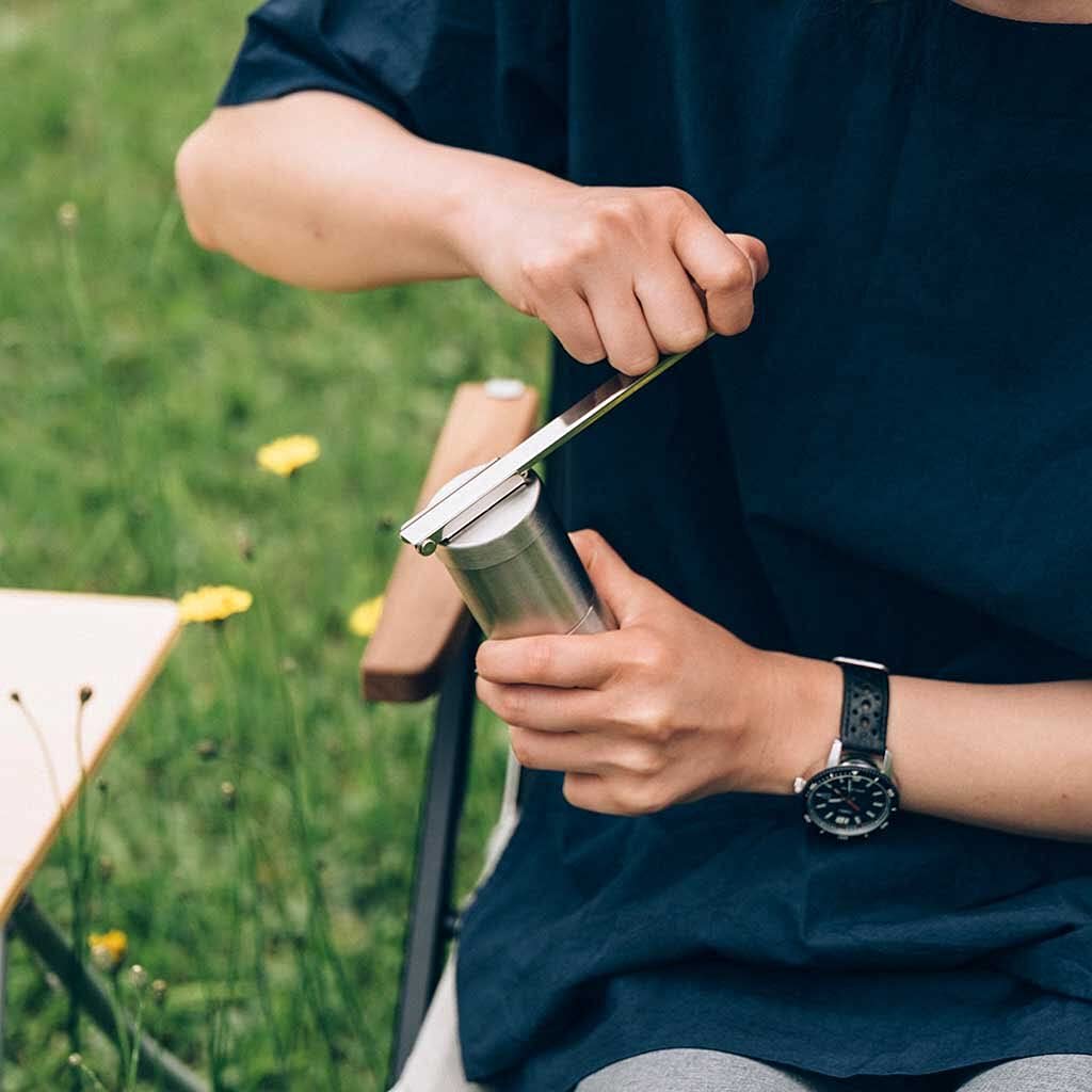 Snow Peak Field Barista Grinder - Premium Stainless Steel Manual Coffee Grinder with Adjustable Ceramic Burr - Portable & Durable Hand Coffee Mill for Camping, Hiking, Travel - Perfect for Outdoor Adventures & Home Brewing