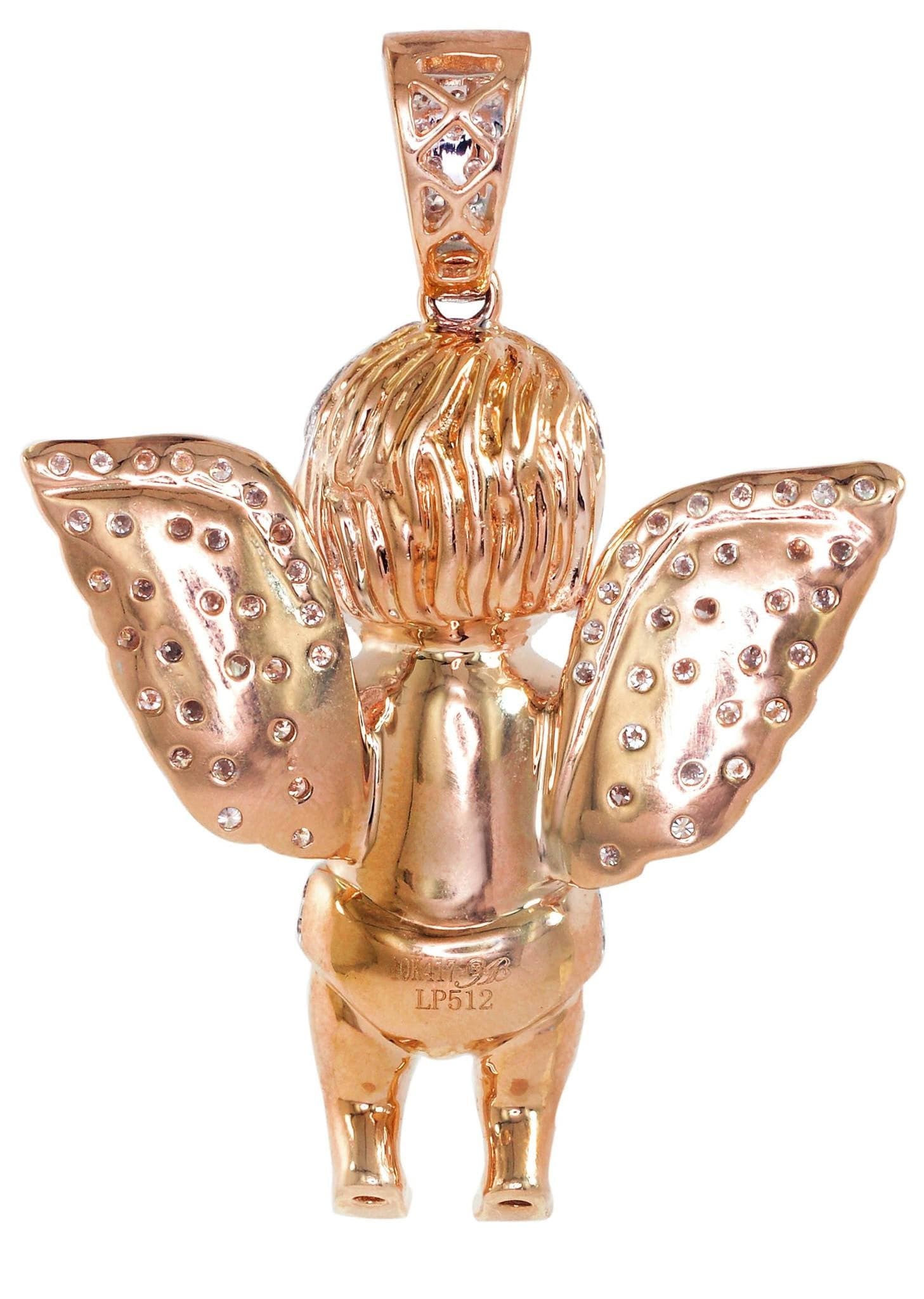 Diamond Angel Pendant Necklace - 16.36g Solid Gold with 1.3 Carat Genuine Diamonds - Perfect for Christmas Gifts, Anniversary Presents & Special Occasions