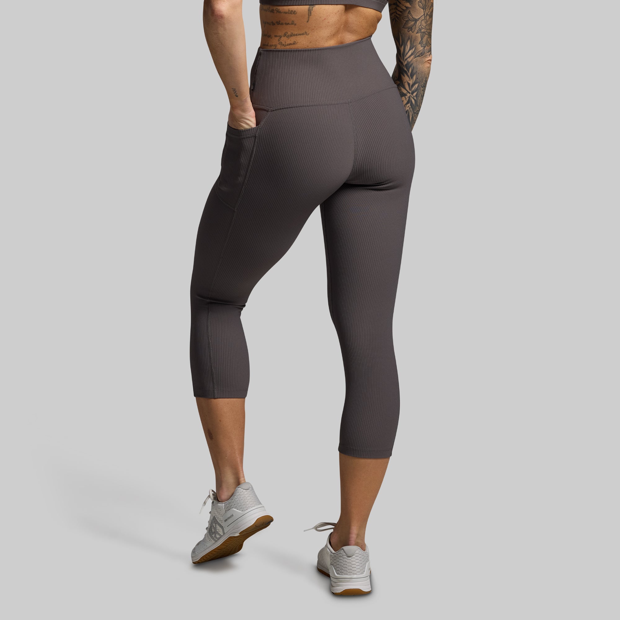 All or Nothing High Waist Capri Pants with Pockets - Dark Grey | Comfortable Workout & Yoga Leggings for Women