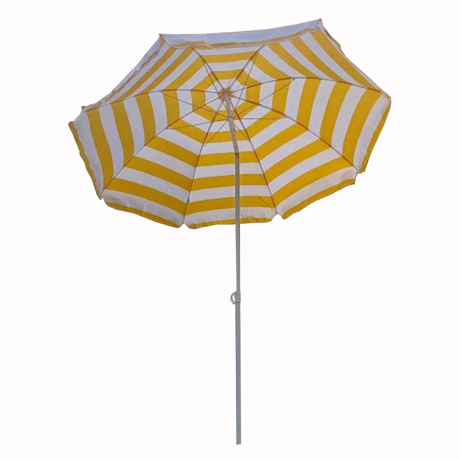 MIWOOYY 160cm Round Patio Umbrella - Yellow & White Striped Tilt Outdoor Umbrella for Garden, Deck, Poolside | Perfect for Beach, Balcony, Backyard & Outdoor Dining Areas