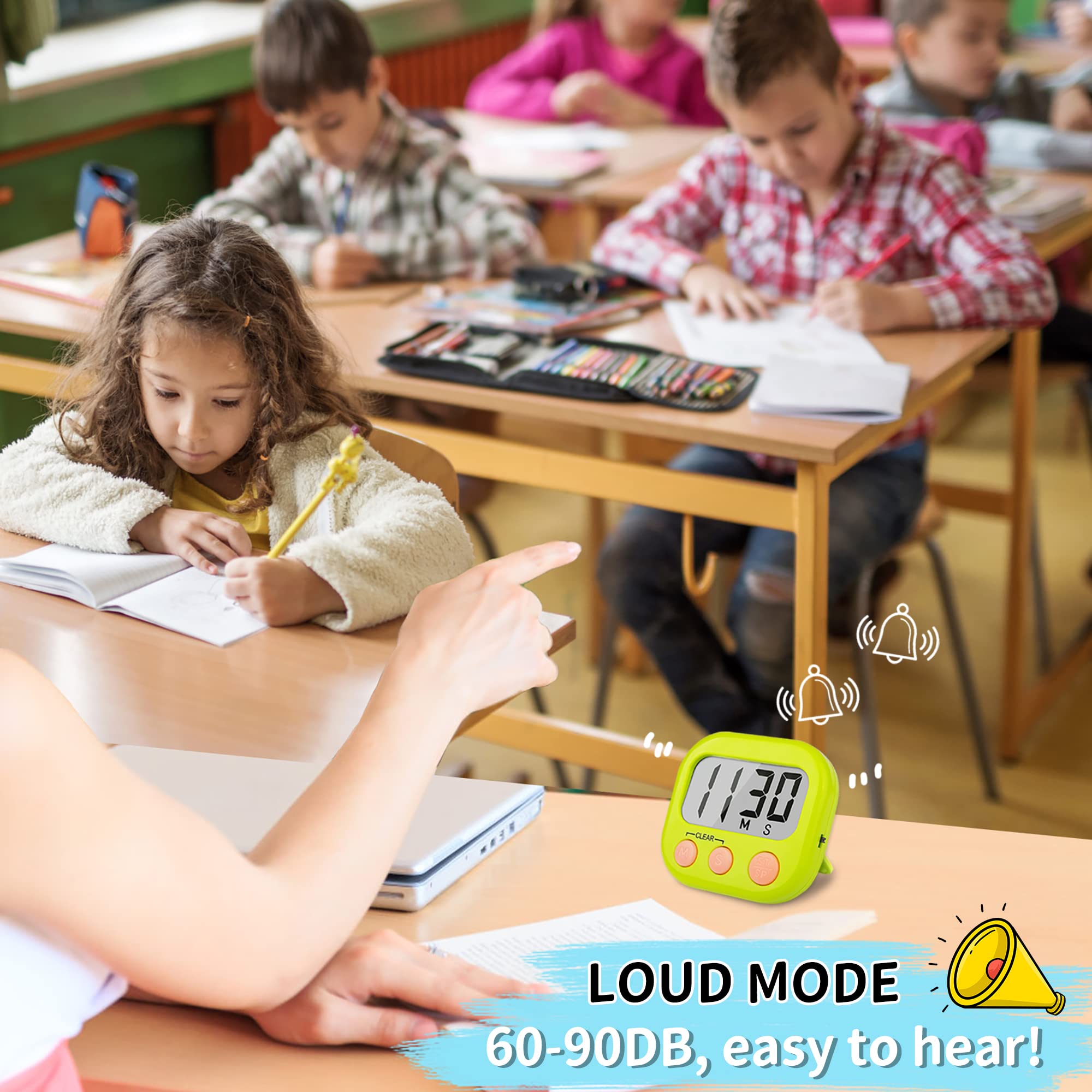 Large Magnetic Digital Timer 2 Pack for Teachers & Kids - Countdown Clock for Classroom, Kitchen, Study & Office Use