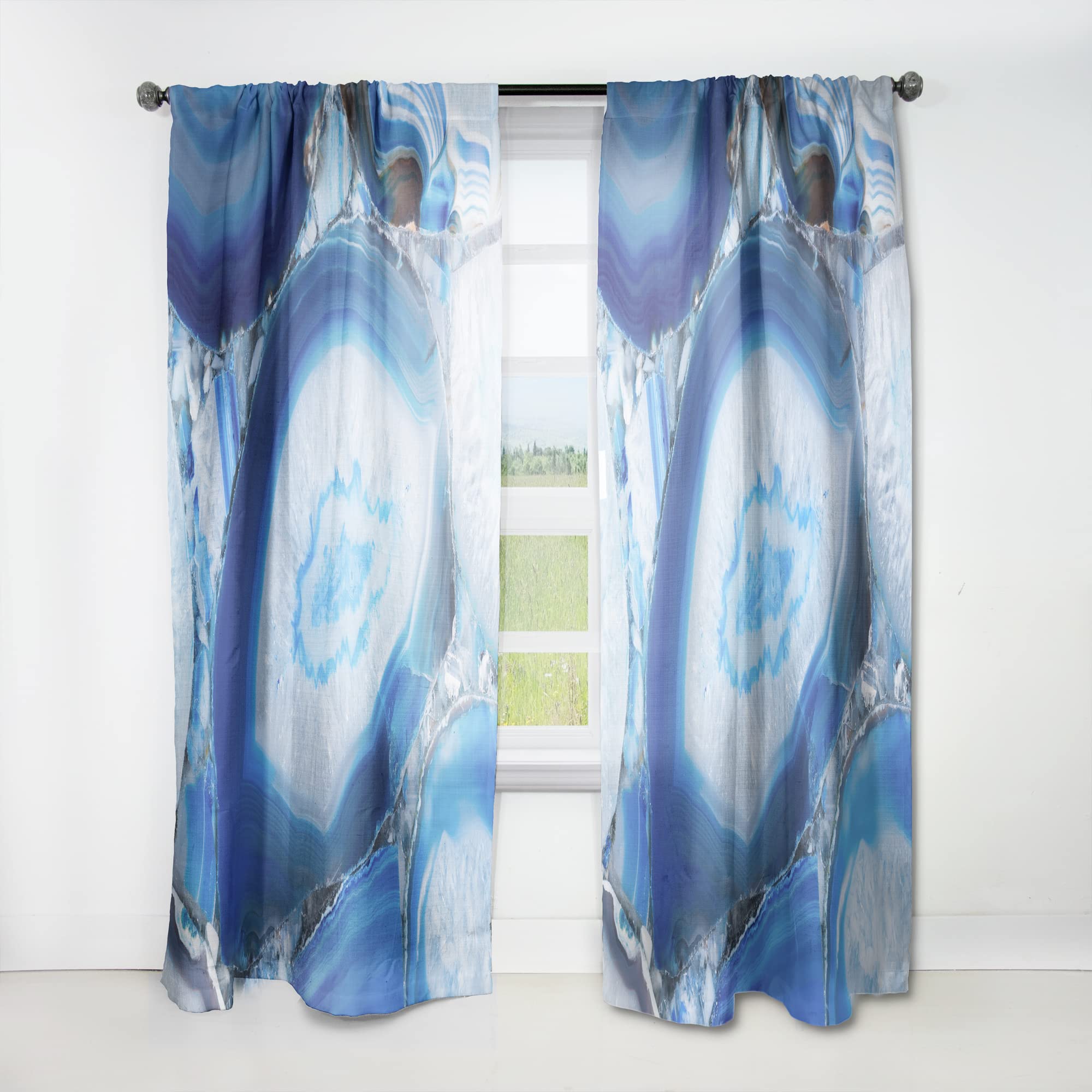 DesignQ Blue Agate Geode Thermal Insulated Curtains - Single Panel 52x120 Inches - Elegant Drapes for Bedroom & Living Room - Energy Saving Window Treatment for Home Decor