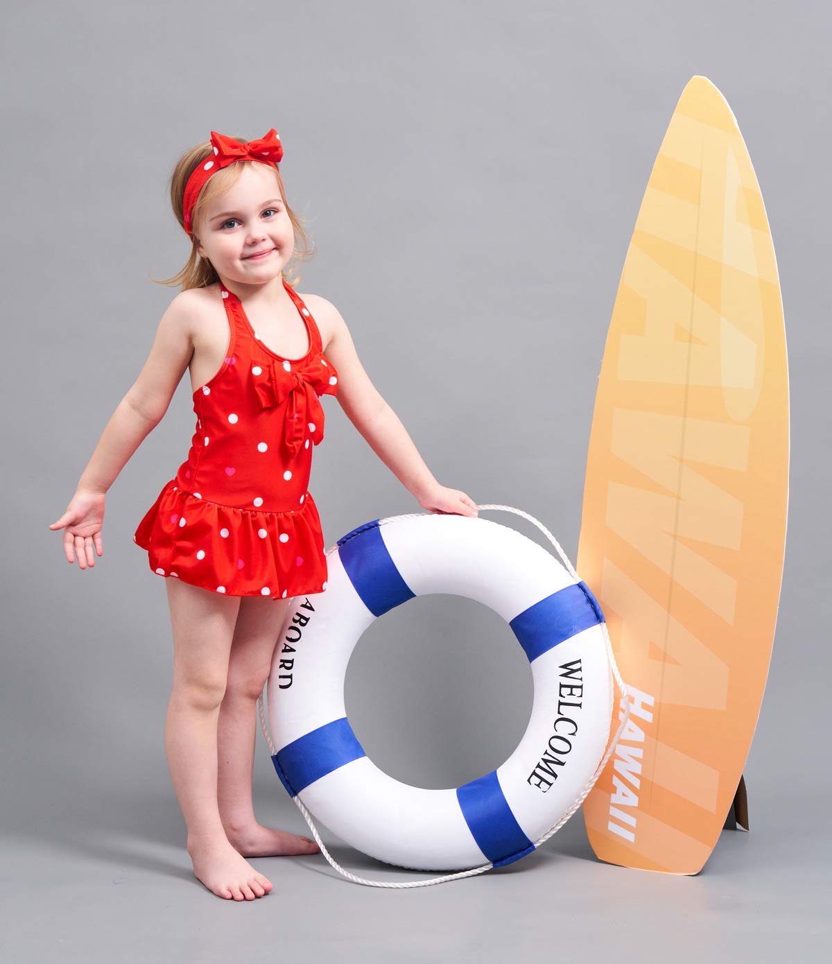 Jastore Girls One Piece Swimsuits - Cute Bathing Suits for Kids with Matching Headband - Perfect for Beach, Pool & Summer Vacations