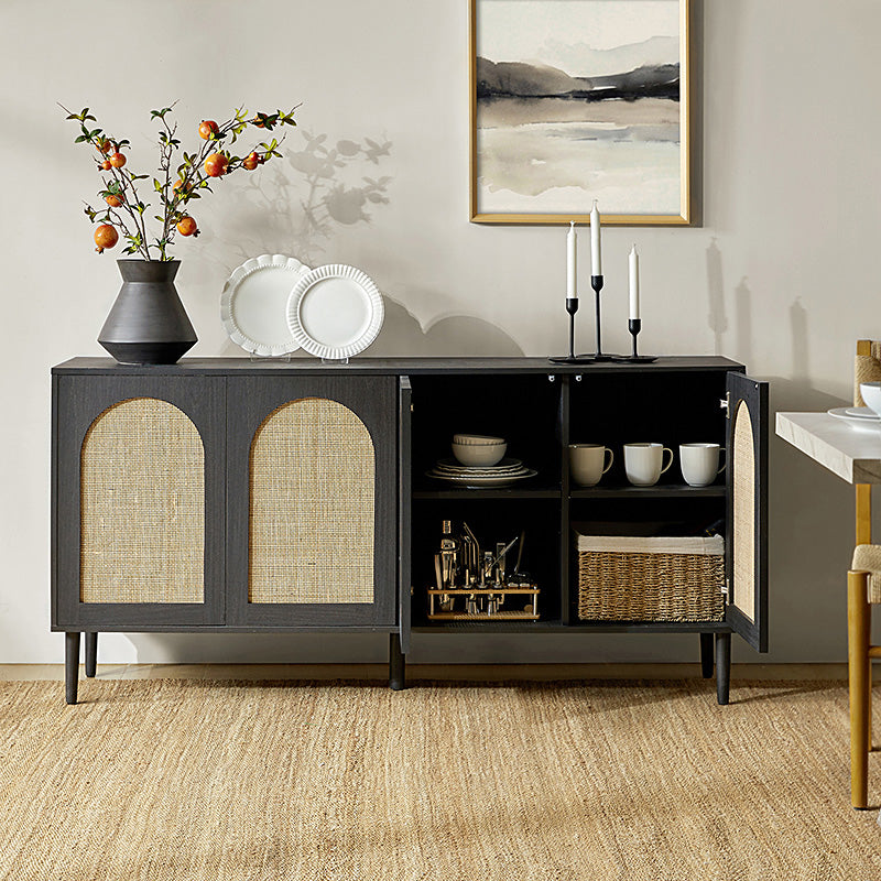 Norbert 63-Inch Wide Sideboard with Storage - Modern Buffet Cabinet for Dining Room, Living Room & Entryway - Solid Wood Console Table with 4 Drawers & 2 Doors (Espresso Finish)