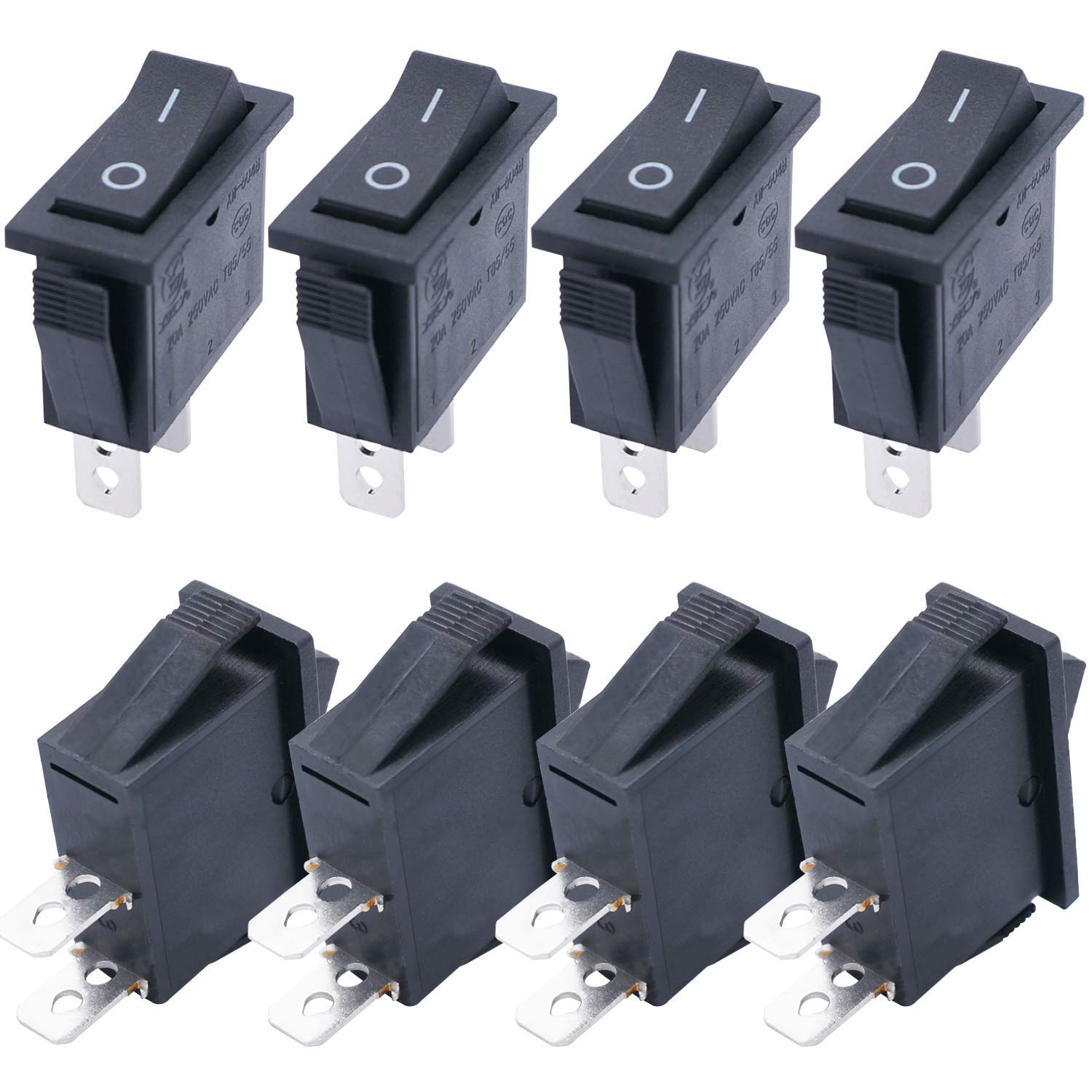 8Pcs Mini Boat Rocker Switch KCD3-101 & KCD3-101N-R - 2 Pin & 3 Pin Toggle Switches with Red Light Illumination for Marine, Automotive, and DIY Electronics Projects