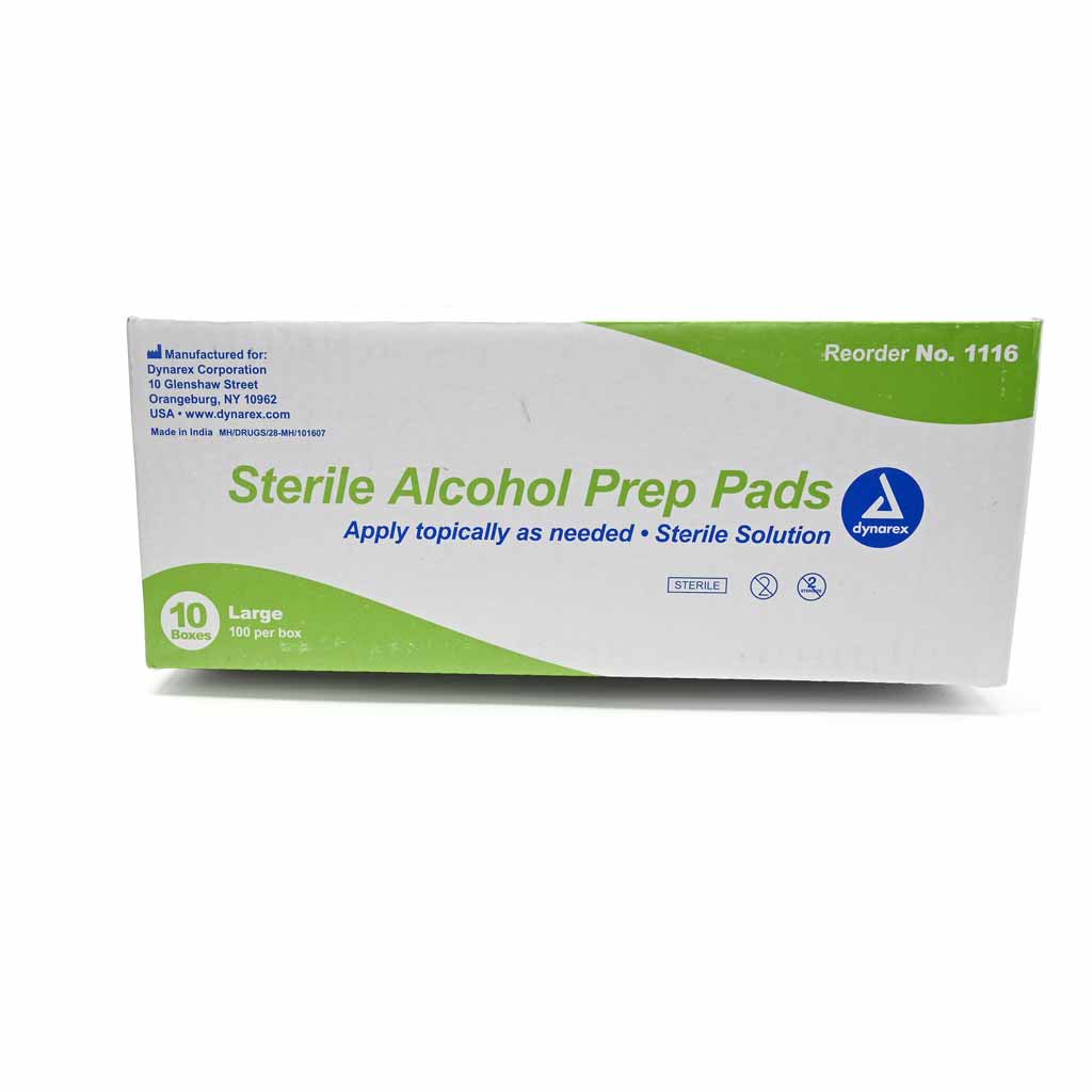 Alcohol Prep Pads - 200 Count Large Sterile Wipes for First Aid, Medical Use & Tattoo Aftercare | Dynarex Brand | Disinfecting Wipes for Skin Prep, Injection Sites & Wound Cleaning